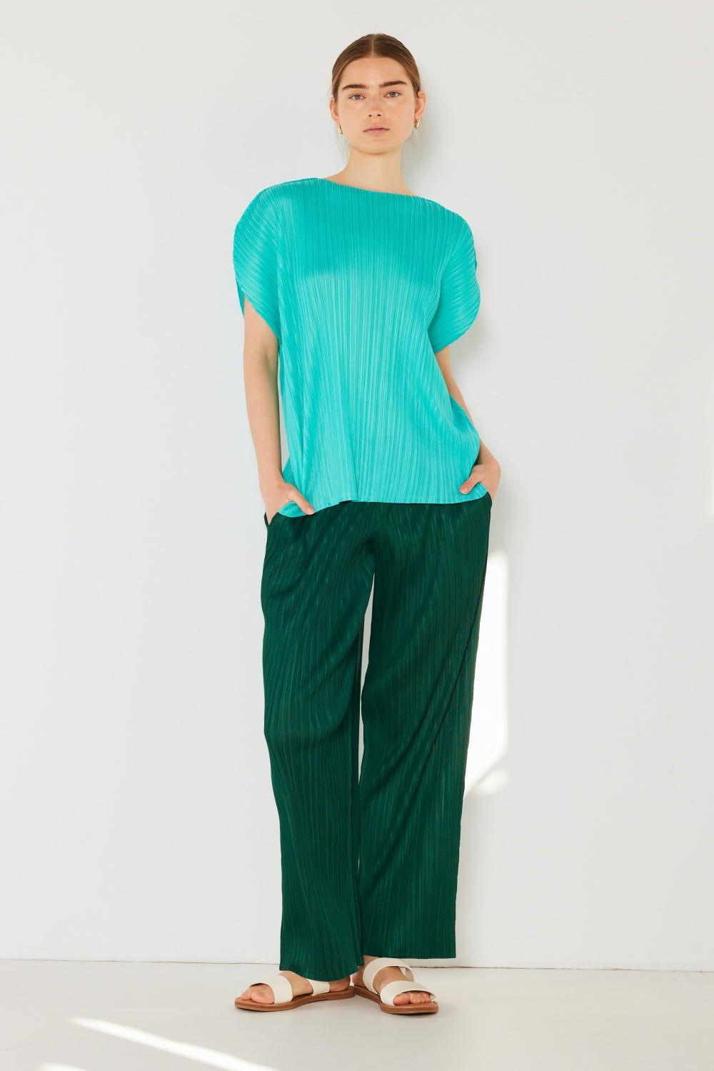 Marina West Swim Pleated Elastic-Waist Straight Pants - Clothes For Her Online Store