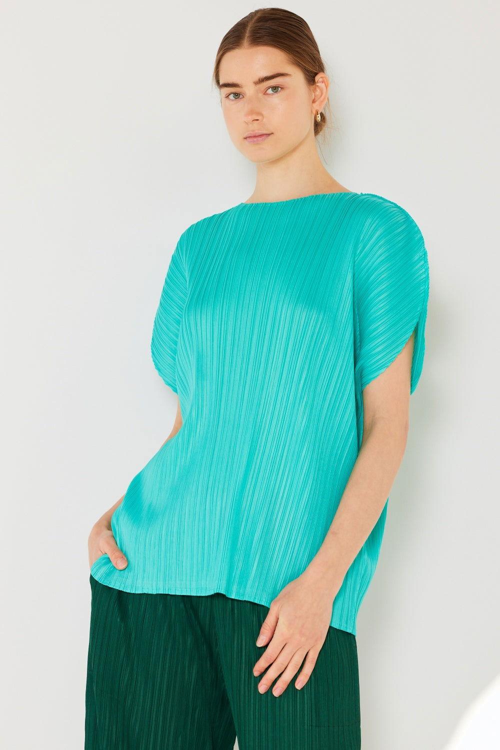 Marina West Swim Rib Pleated Oversized Dolman Sleeve Top - Clothes For Her Online Store