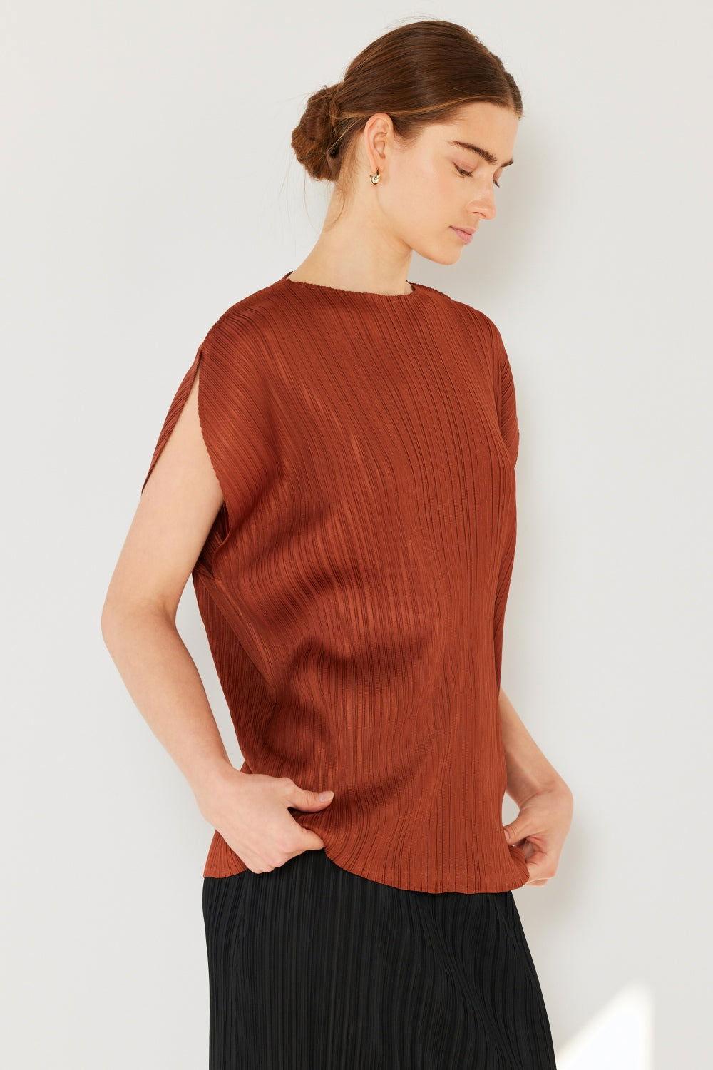 Marina West Swim Rib Pleated Oversized Dolman Sleeve Top - Clothes For Her Online Store