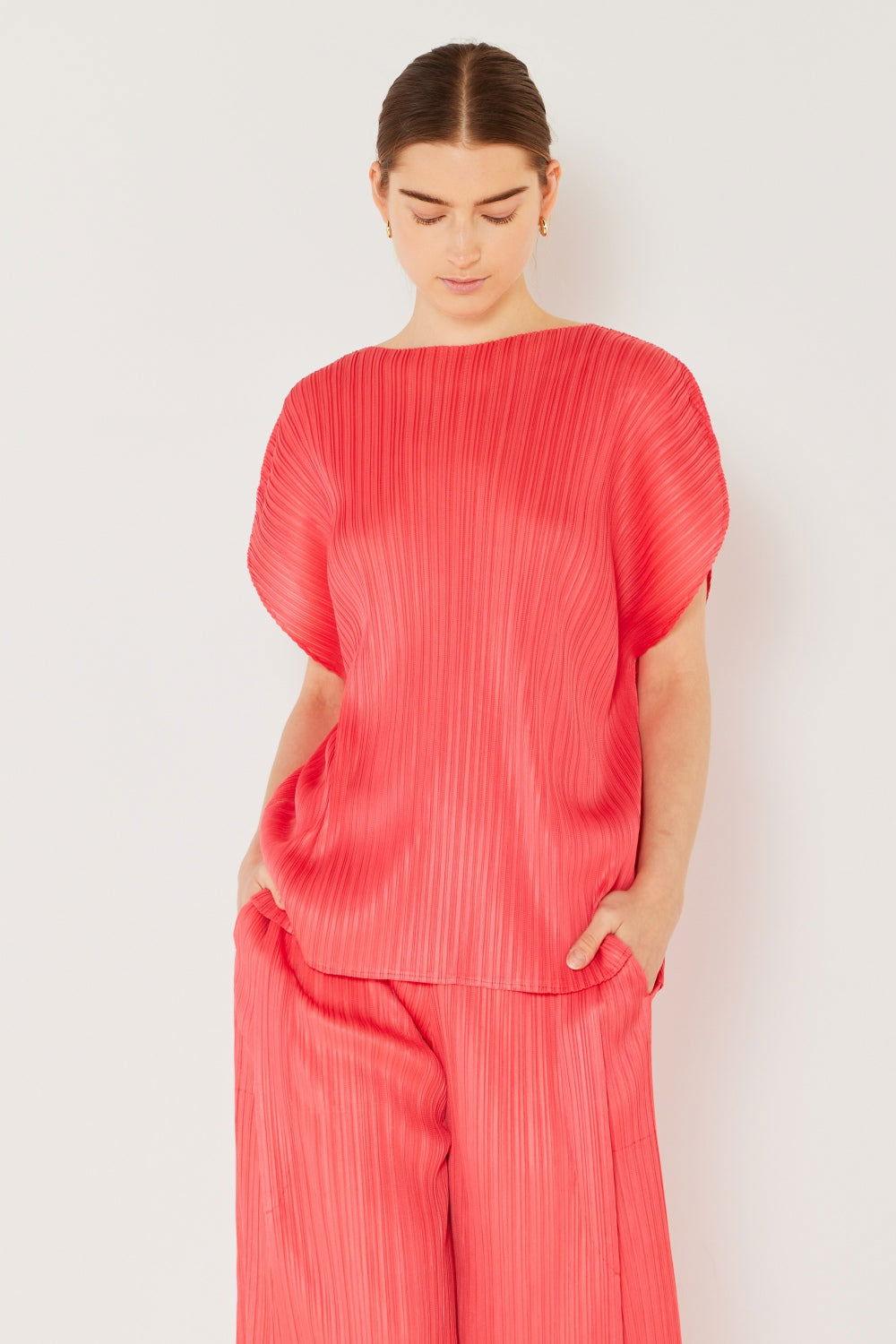 Marina West Swim Rib Pleated Oversized Dolman Sleeve Top - Clothes For Her Online Store