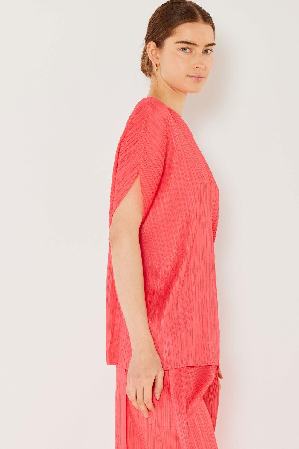 Marina West Swim Rib Pleated Oversized Dolman Sleeve Top - Clothes For Her Online Store