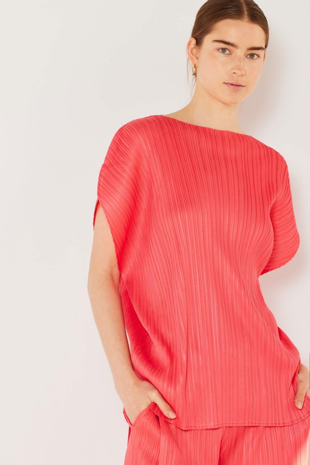 Marina West Swim Rib Pleated Oversized Dolman Sleeve Top - Clothes For Her Online Store