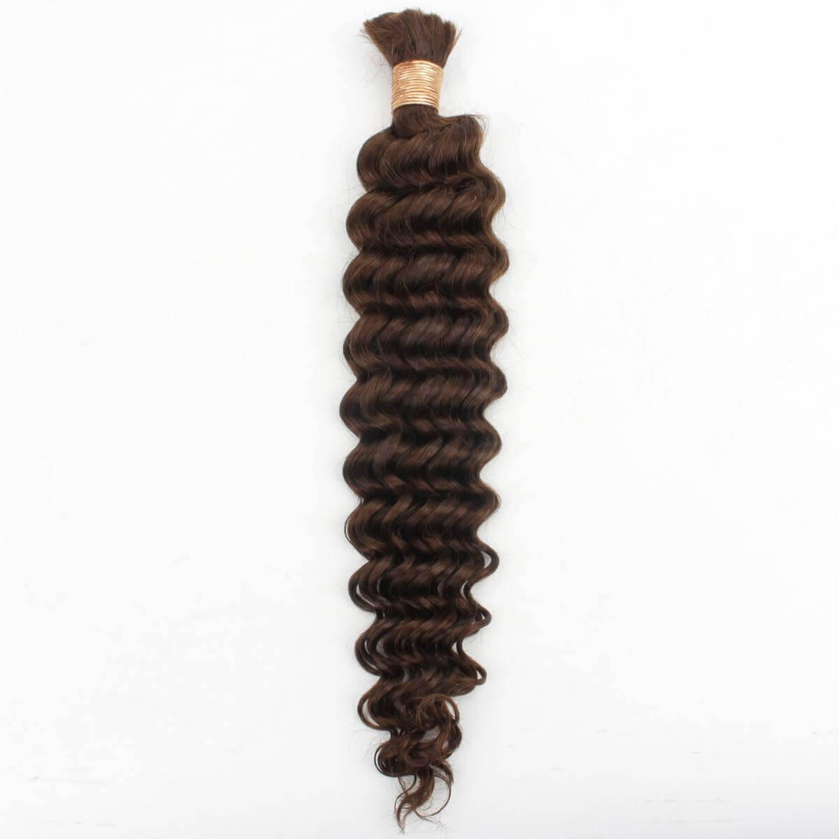 Medium Brown Deep Wave Bulk Human Hair Extensions - Clothes For Her Online Store