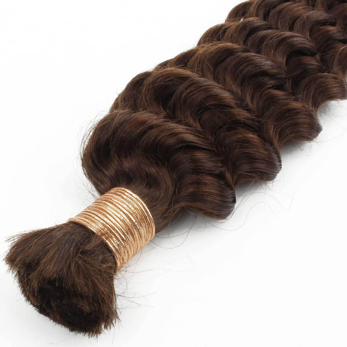 Medium Brown Deep Wave Bulk Human Hair Extensions - Clothes For Her Online Store