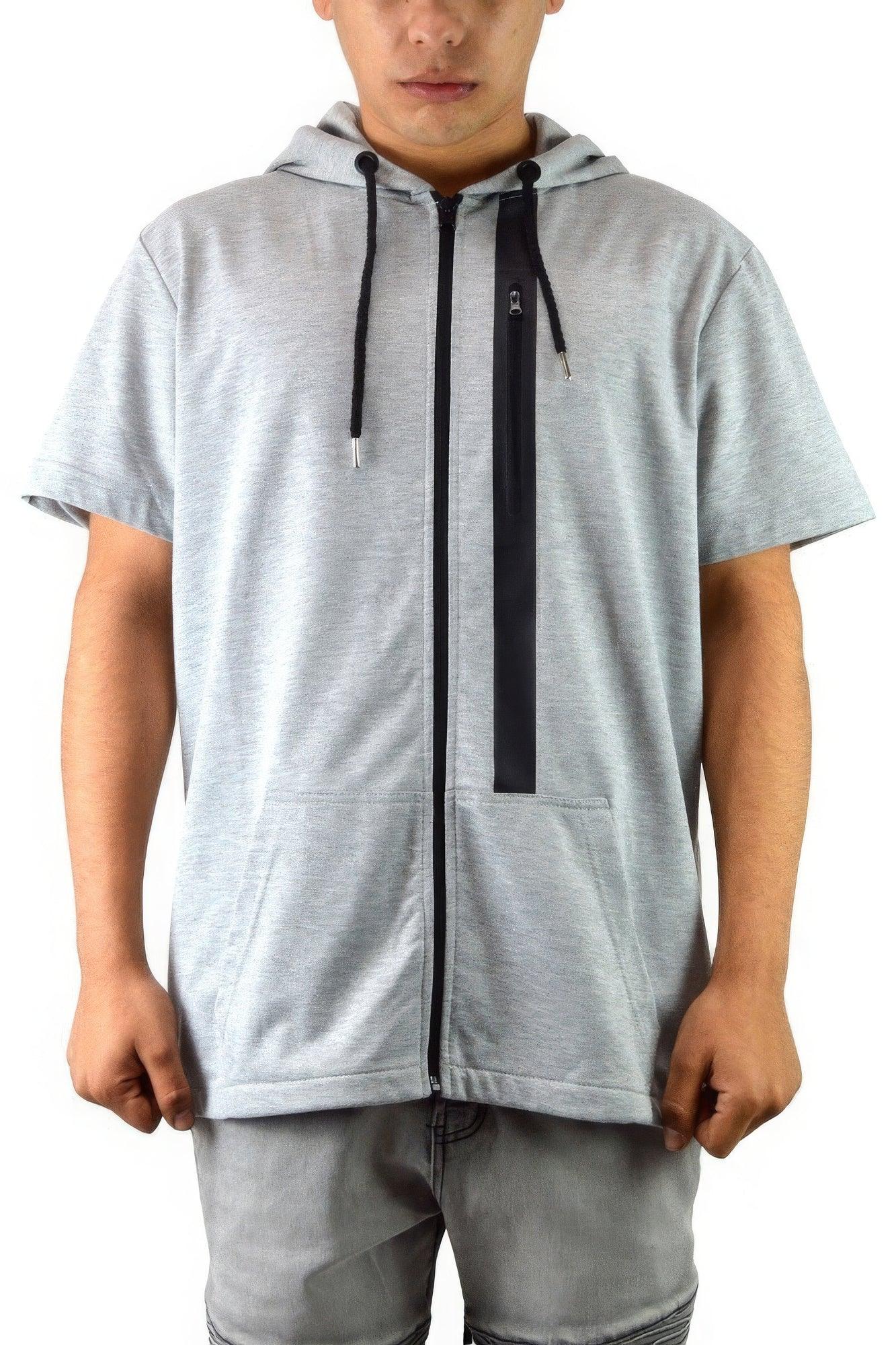 Men's Casual Short Sleeve Zip-up Hoodie Tops - Clothes For Her Online Store