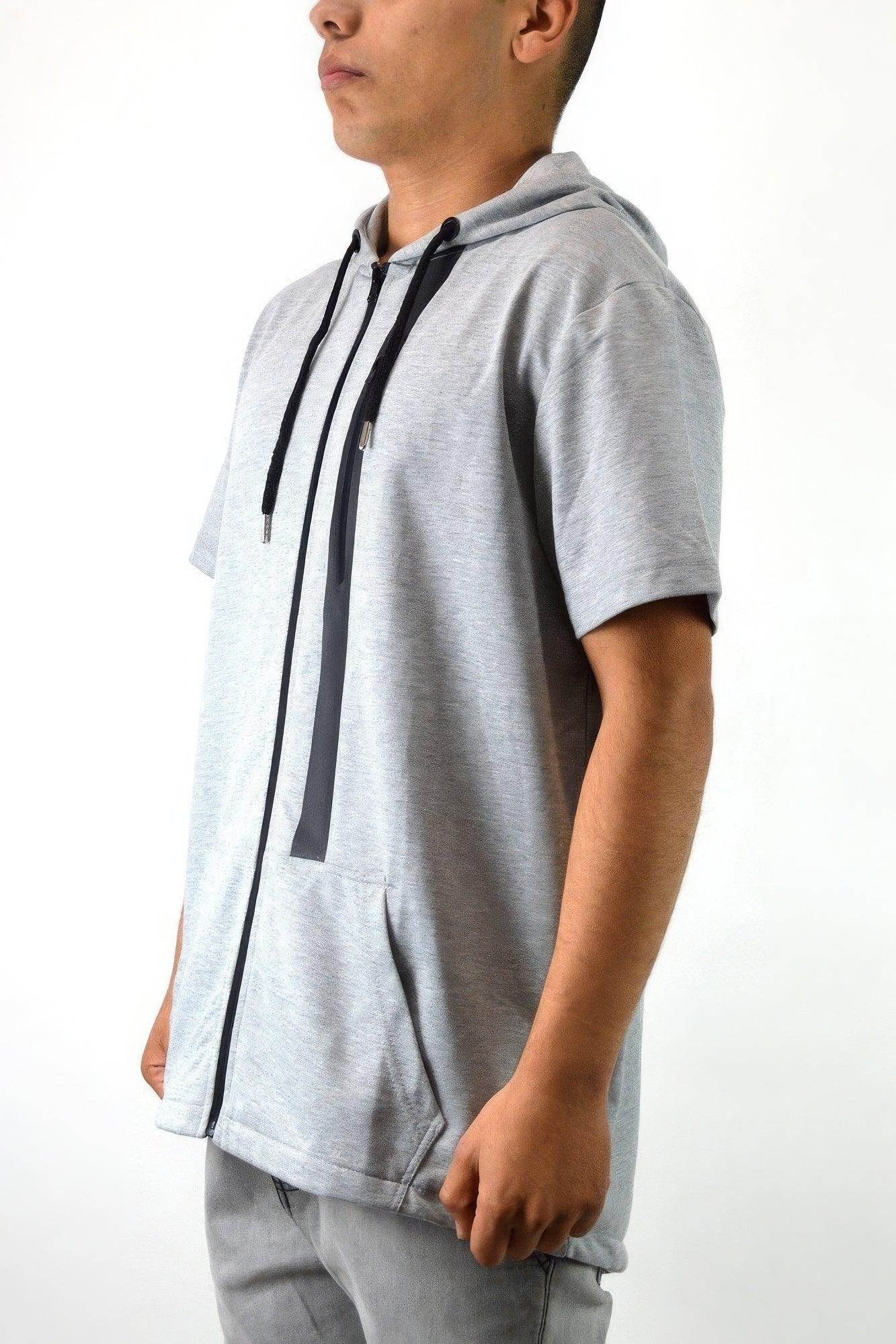 Men's Casual Short Sleeve Zip-up Hoodie Tops - Clothes For Her Online Store