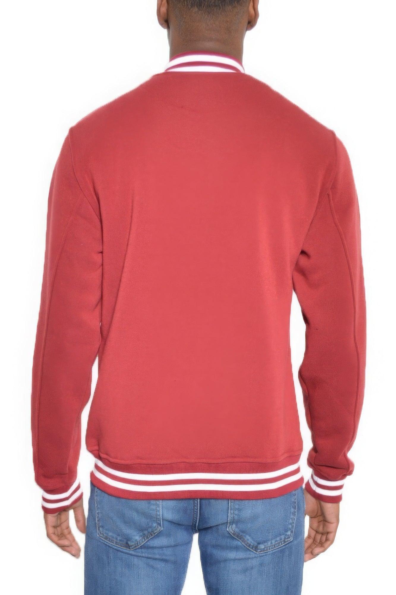 Mens Fleece Snap Button Varsity Jacket - Clothes For Her Online Store