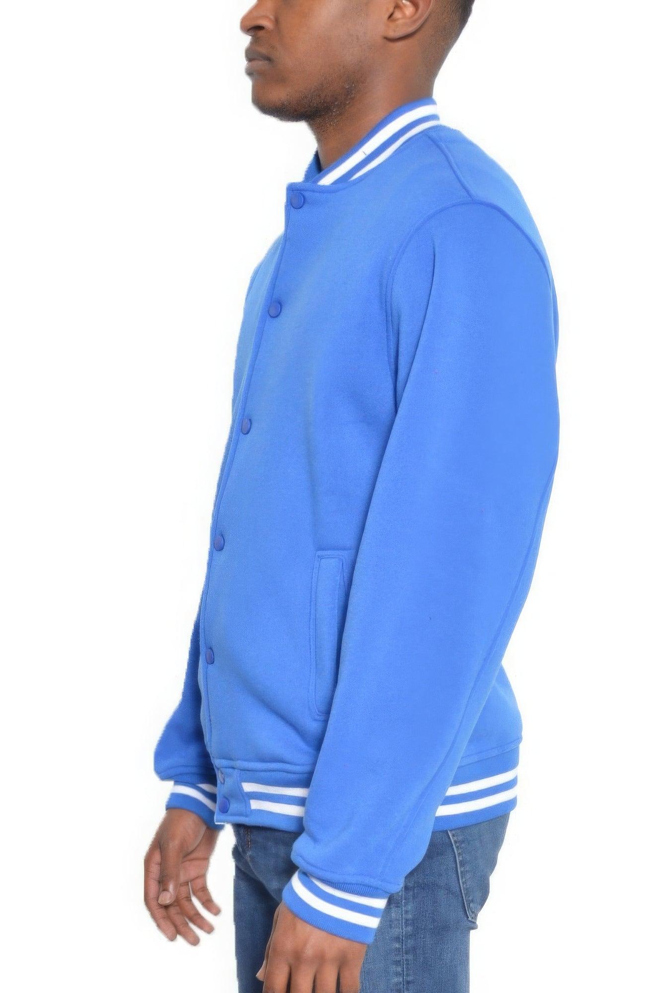 Mens Fleece Snap Button Varsity Jacket - Clothes For Her Online Store