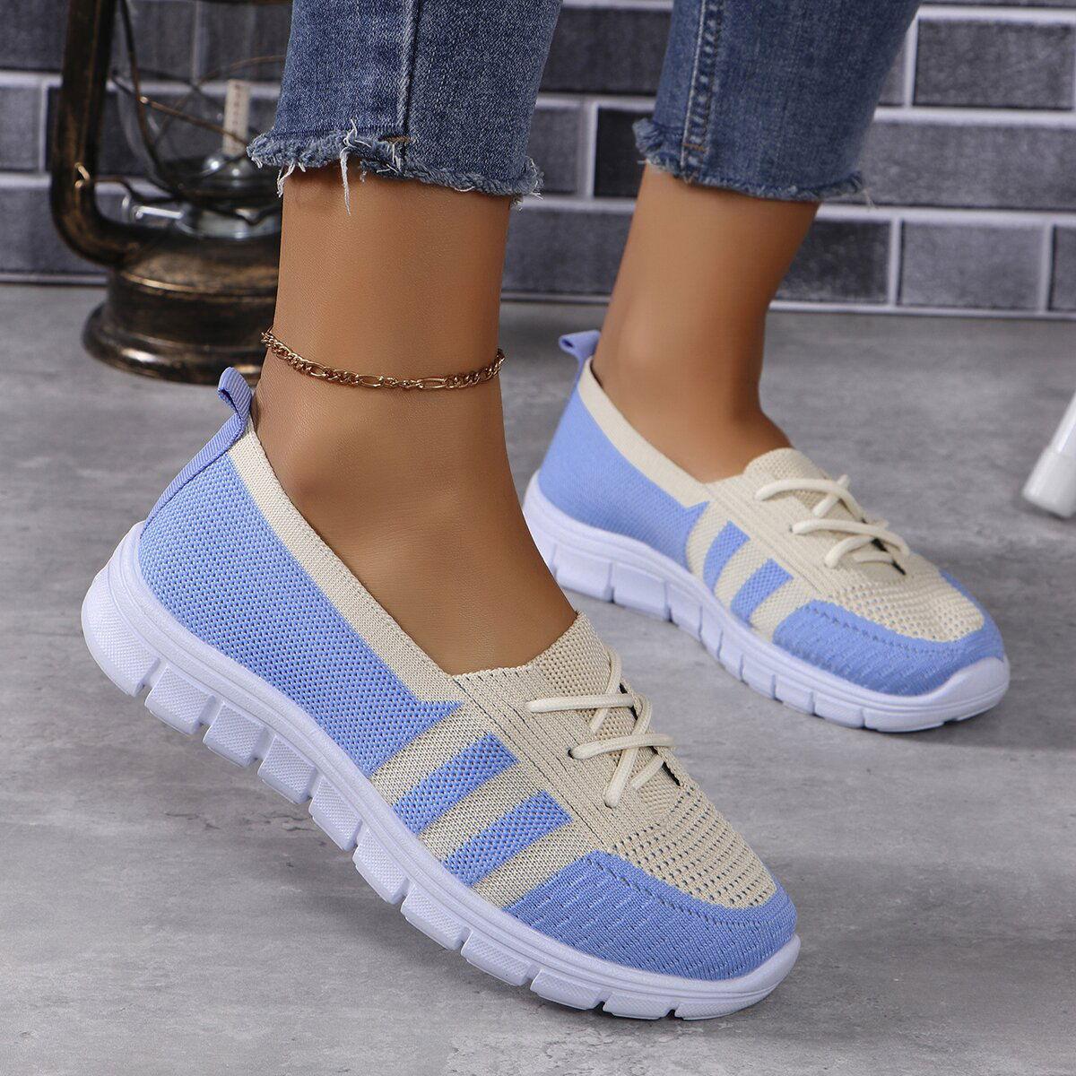 Mesh Contrast Flat Slip-Ons - Clothes For Her Online Store