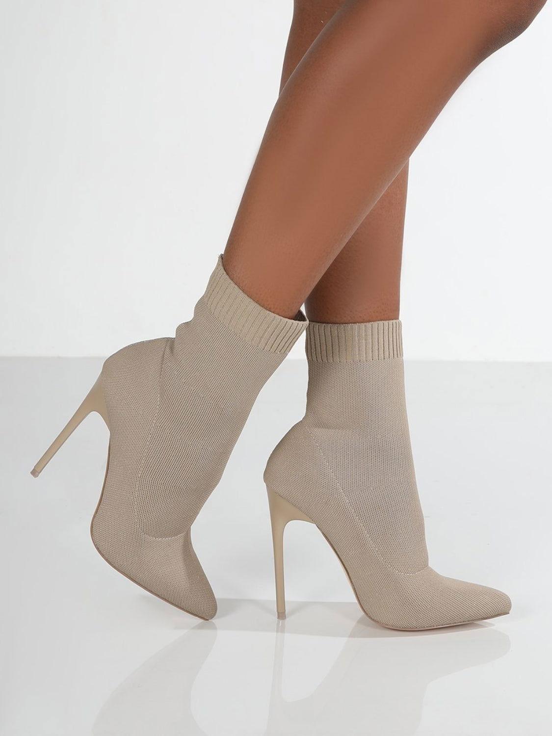 Mesh Point Toe Stiletto Boots - Clothes For Her Online Store