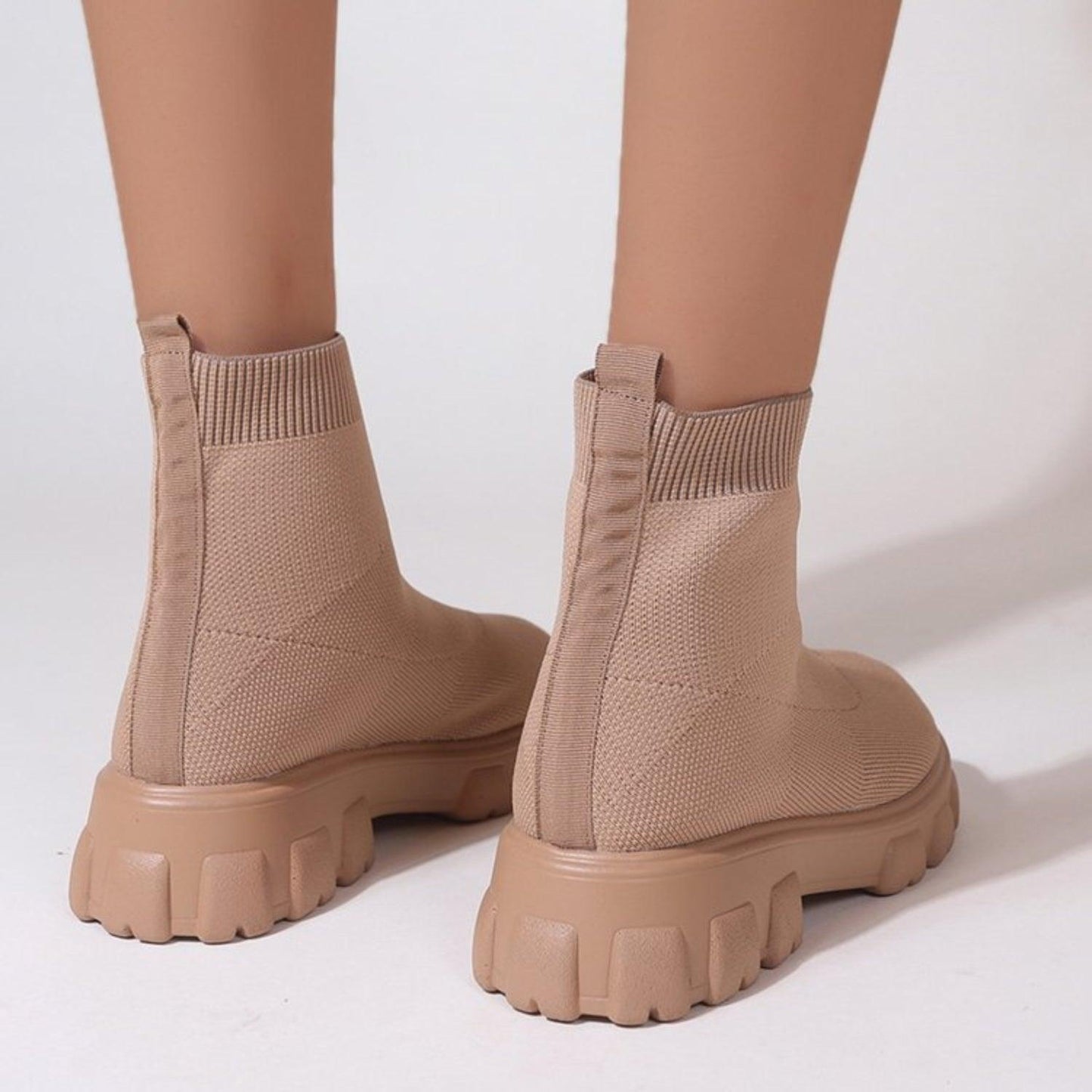 Mesh Round Toe Platform Boots - Clothes For Her Online Store
