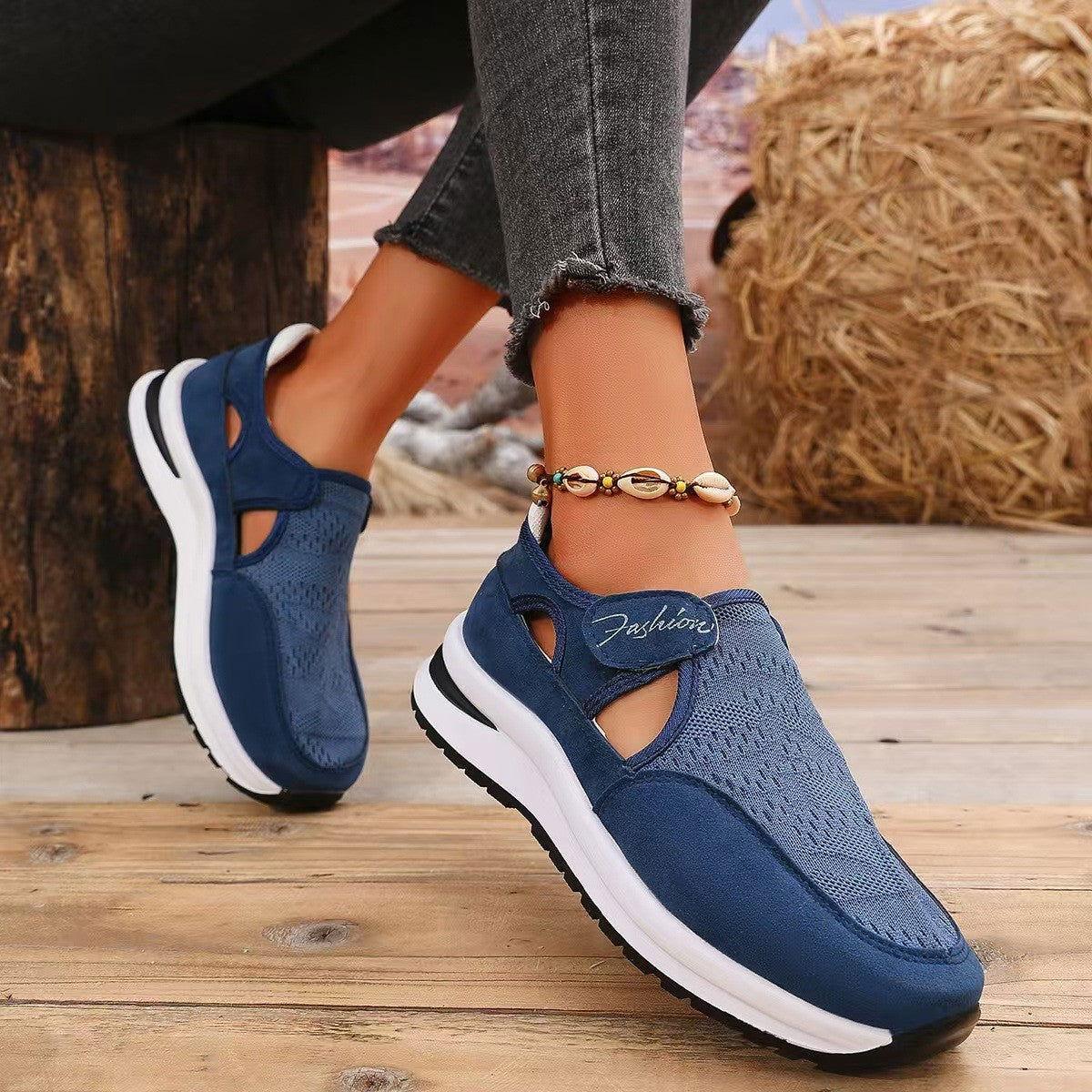 Mesh Round Toe Platform Sneakers - Clothes For Her Online Store