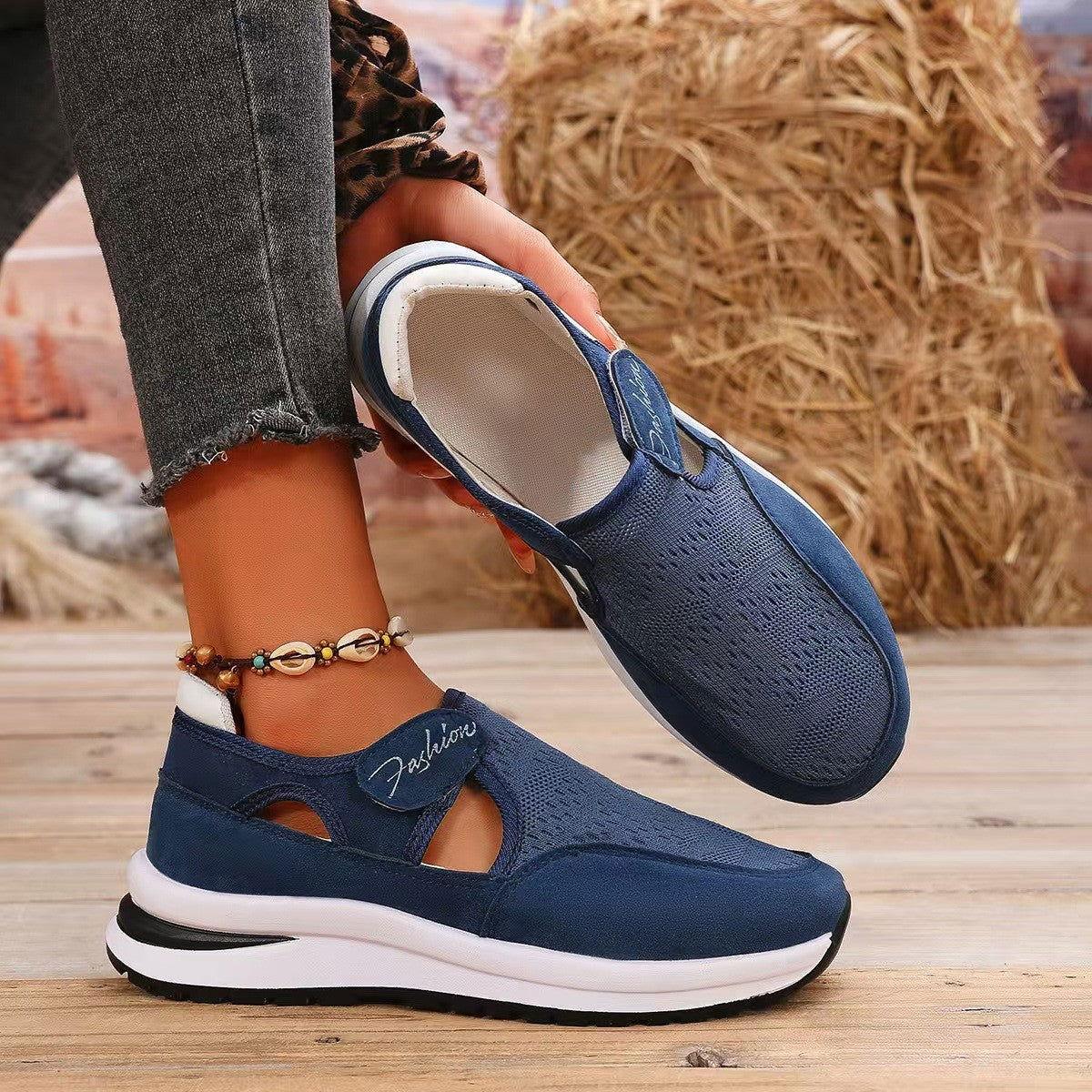 Mesh Round Toe Platform Sneakers - Clothes For Her Online Store