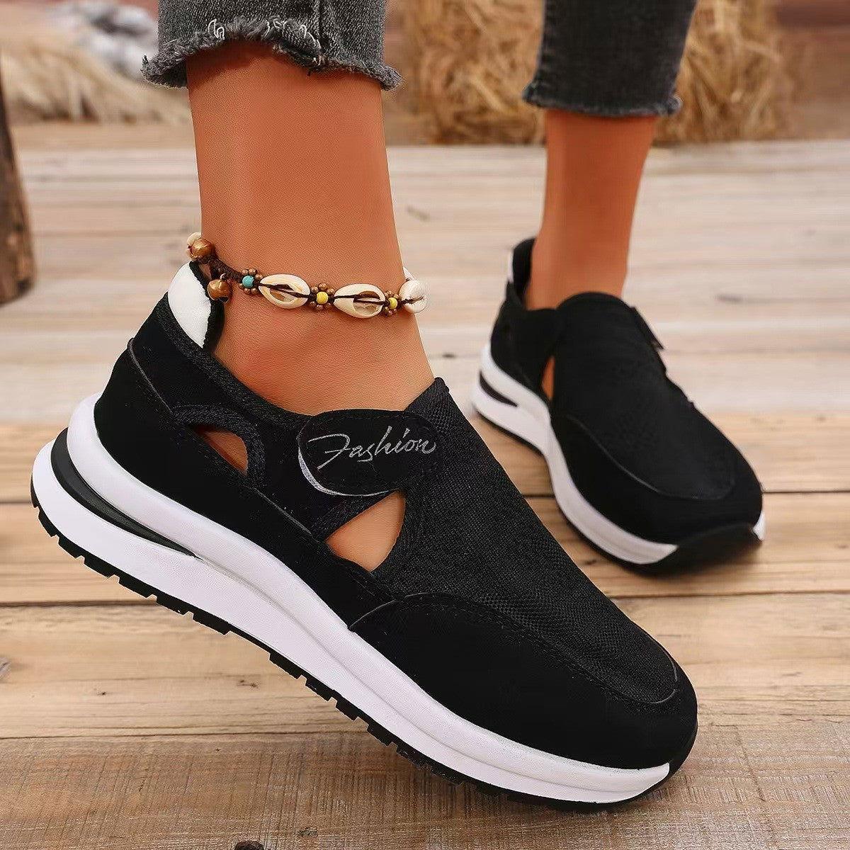 Mesh Round Toe Platform Sneakers - Clothes For Her Online Store