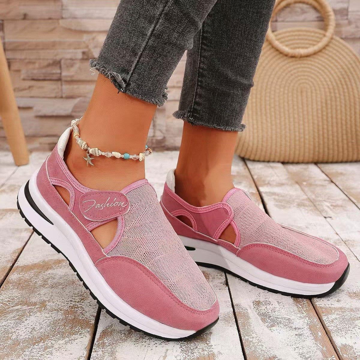 Mesh Round Toe Platform Sneakers - Clothes For Her Online Store