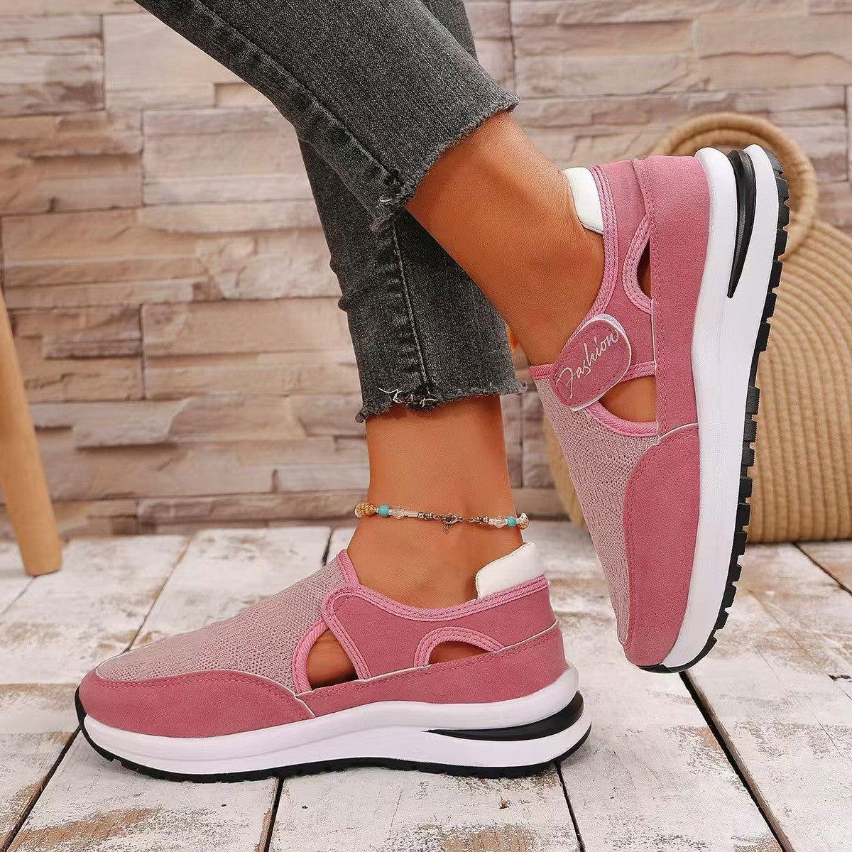 Mesh Round Toe Platform Sneakers - Clothes For Her Online Store