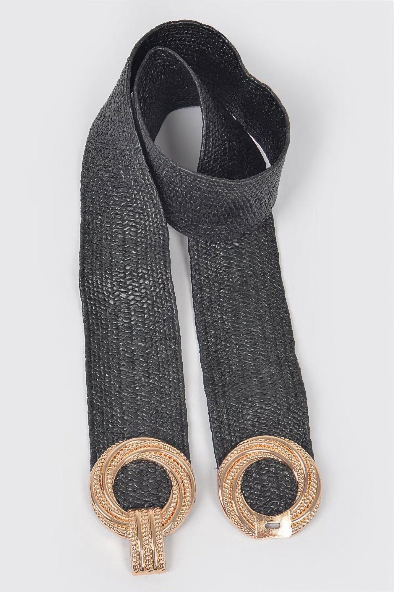 Metal Oo Buckle Plus Size Stretch Straw Belt - Clothes For Her Online Store
