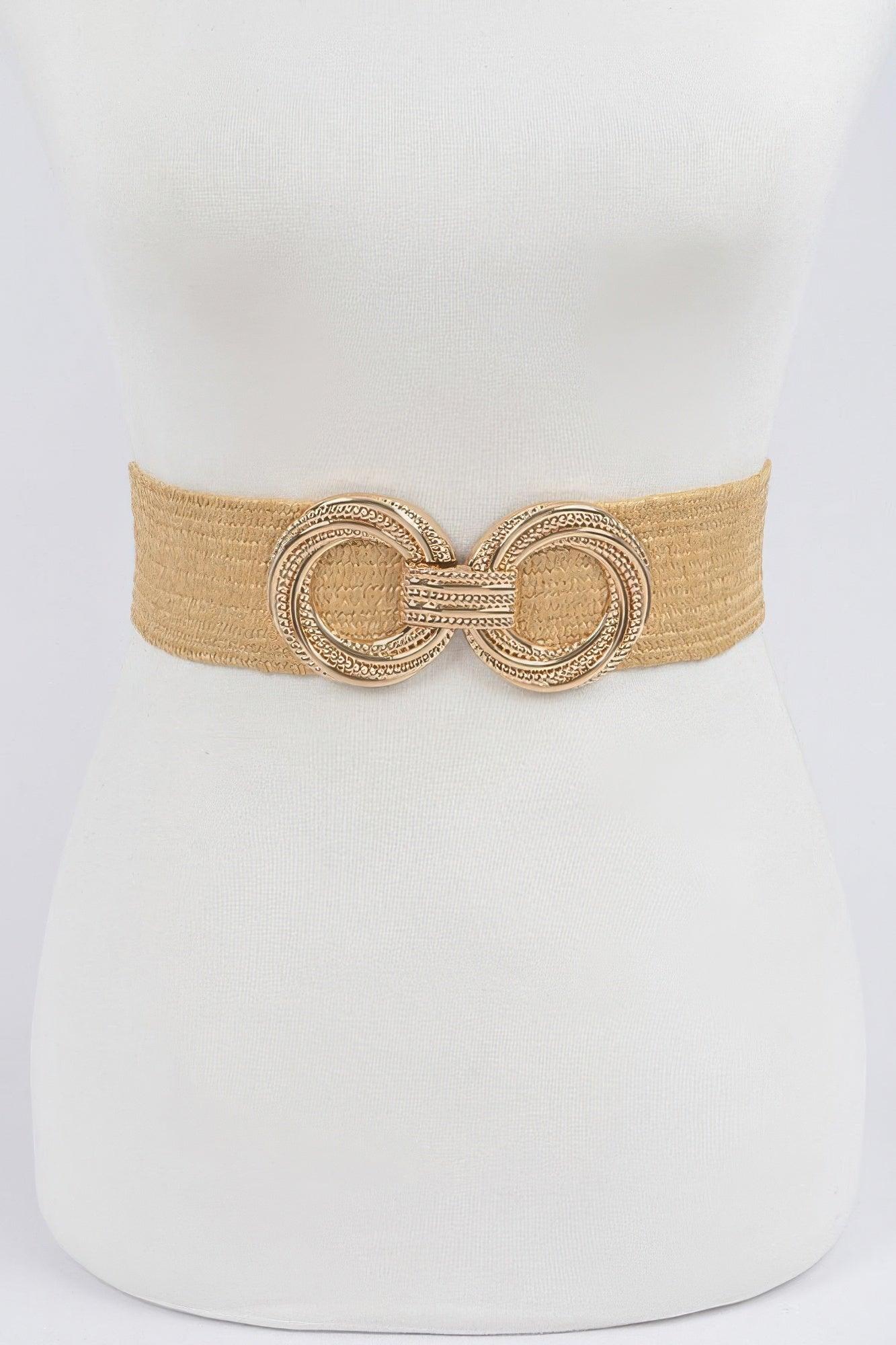 Metal Oo Buckle Plus Size Stretch Straw Belt - Clothes For Her Online Store