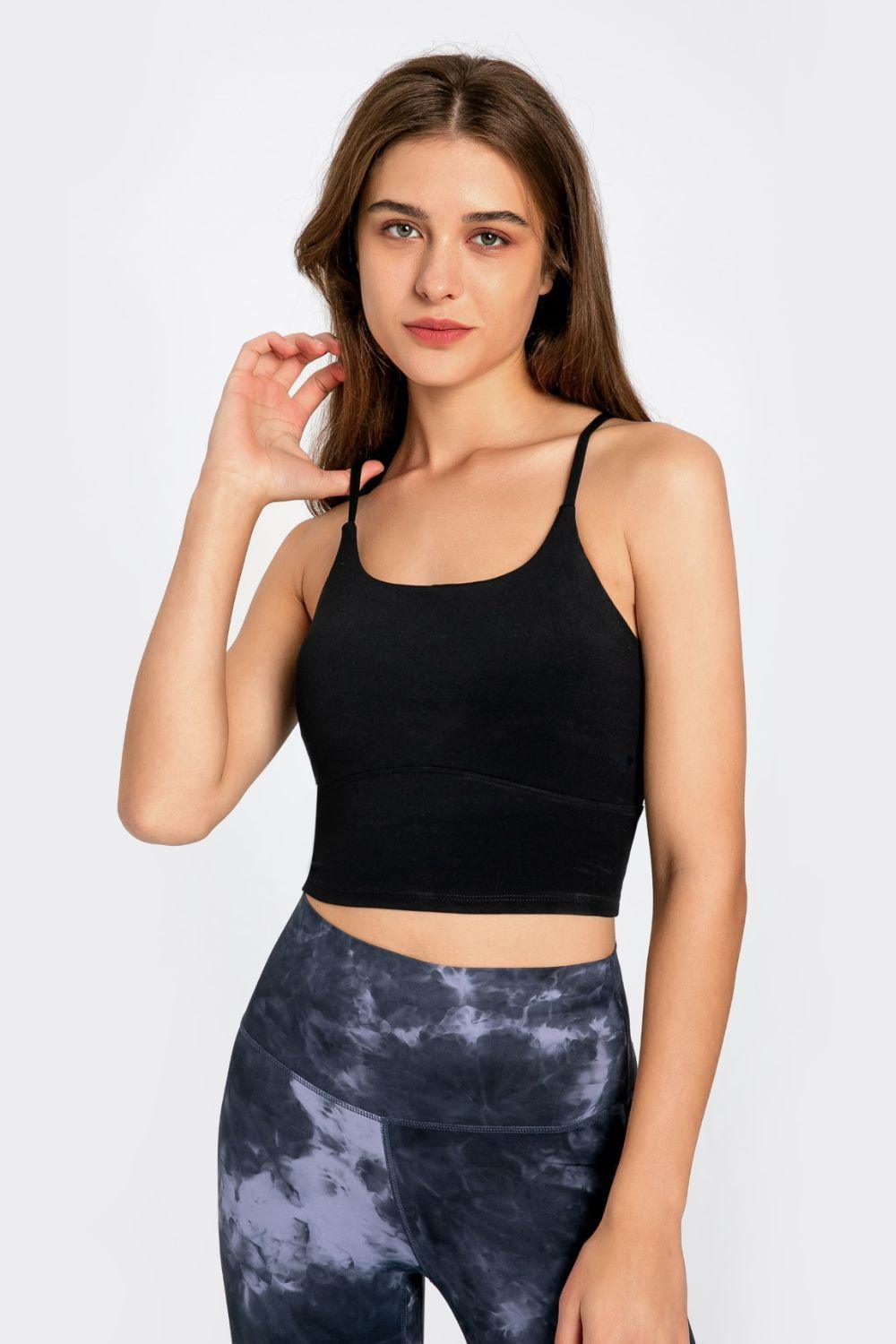 Millennia Crisscross Back Scoop Neck Sports Cami - Clothes For Her Online Store