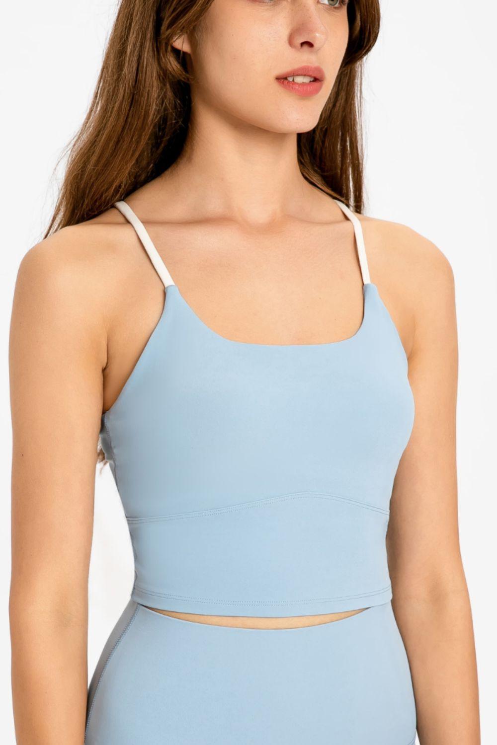 Millennia Crisscross Back Scoop Neck Sports Cami - Clothes For Her Online Store