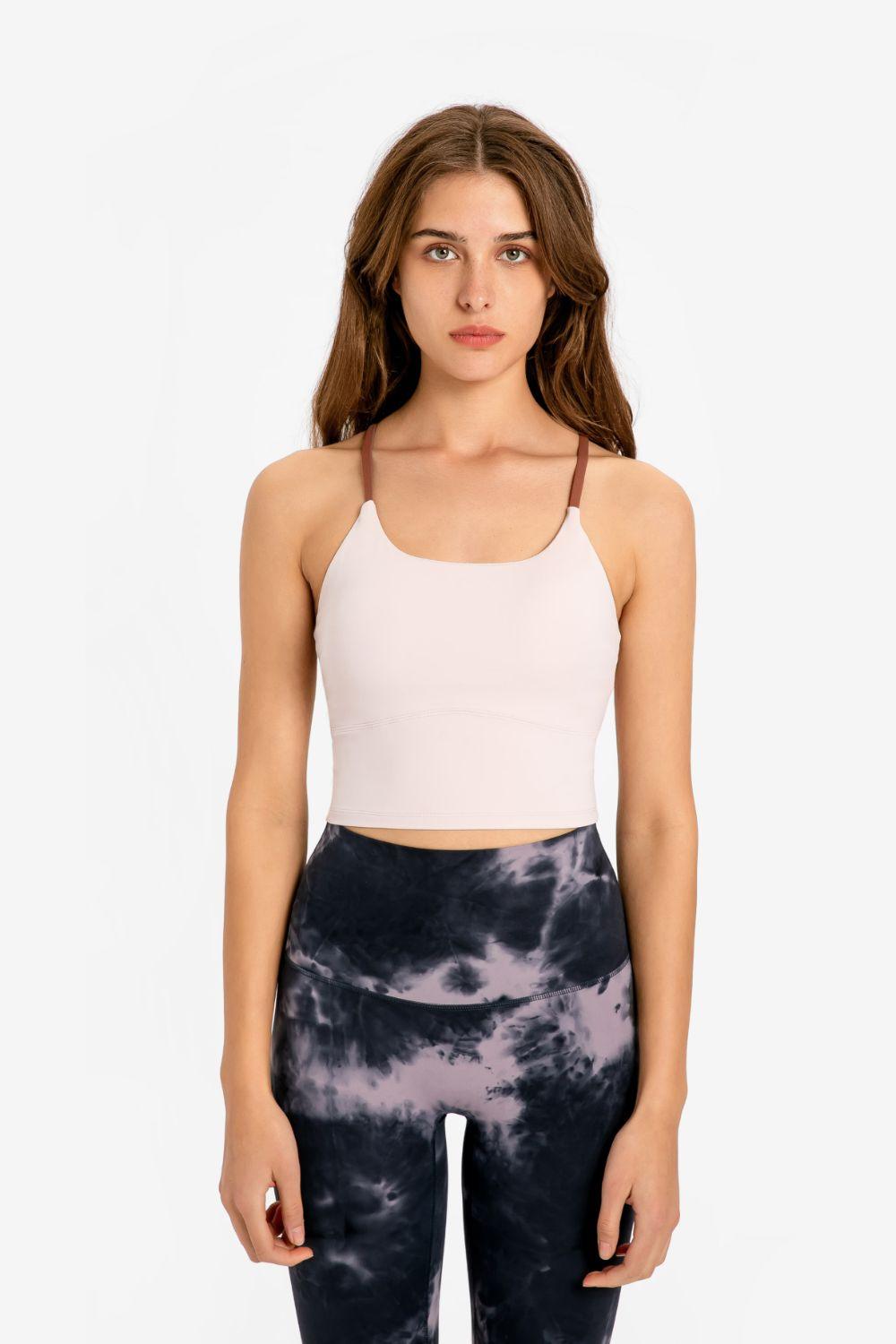 Millennia Crisscross Back Scoop Neck Sports Cami - Clothes For Her Online Store