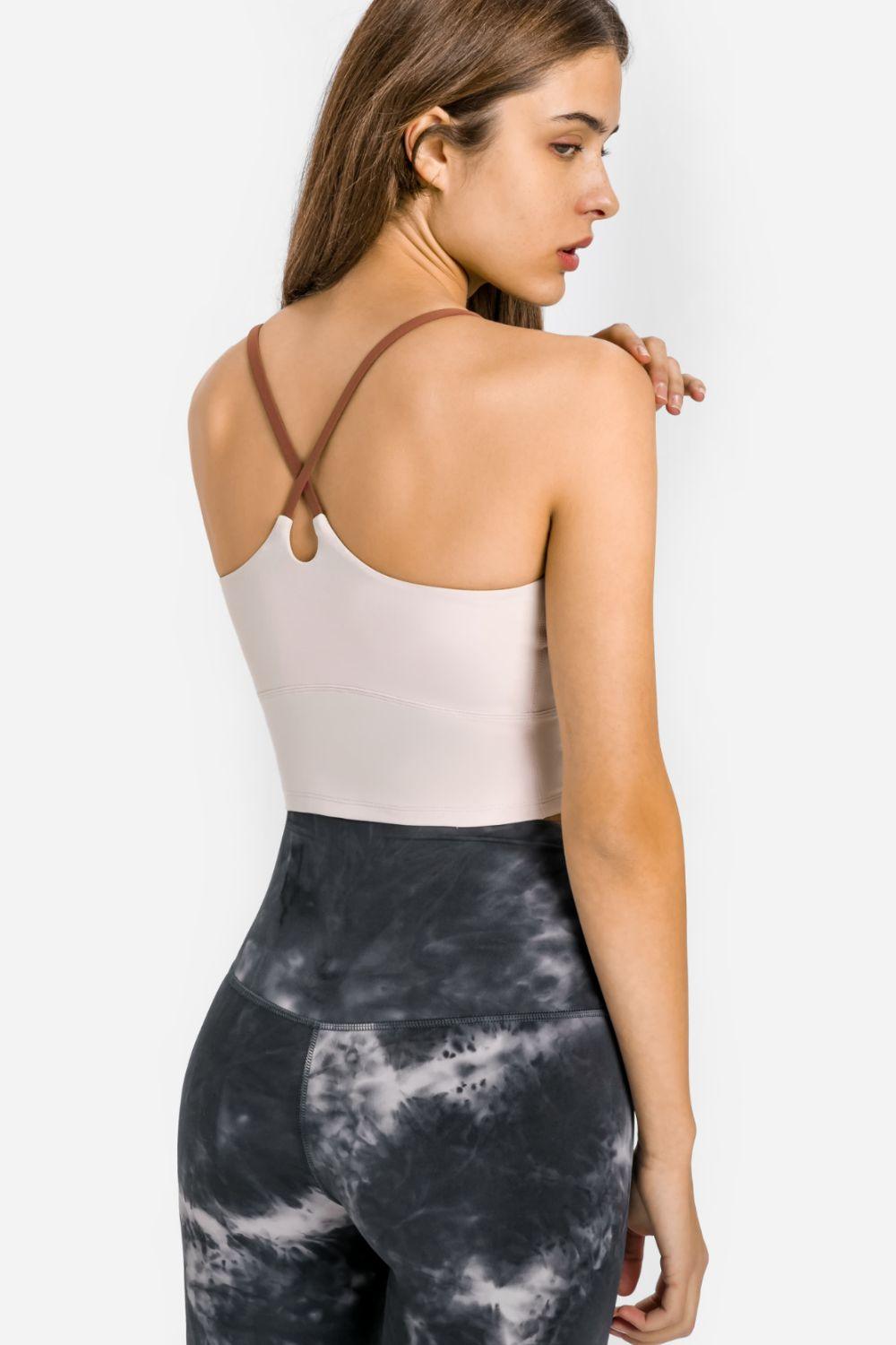 Millennia Crisscross Back Scoop Neck Sports Cami - Clothes For Her Online Store