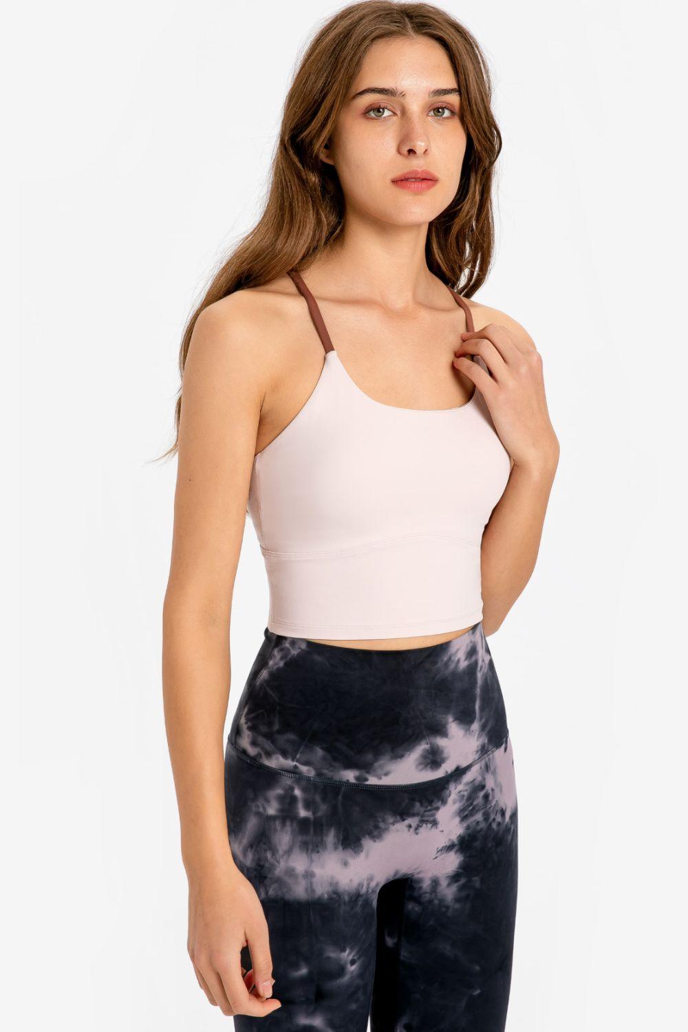 Millennia Crisscross Back Scoop Neck Sports Cami - Clothes For Her Online Store