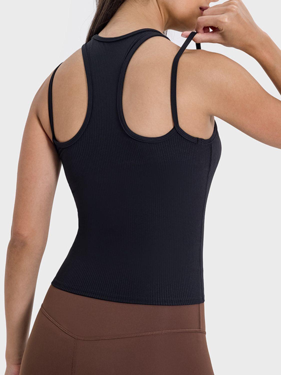 Millennia Cutout Round Neck Racerback Active Tank - Clothes For Her Online Store