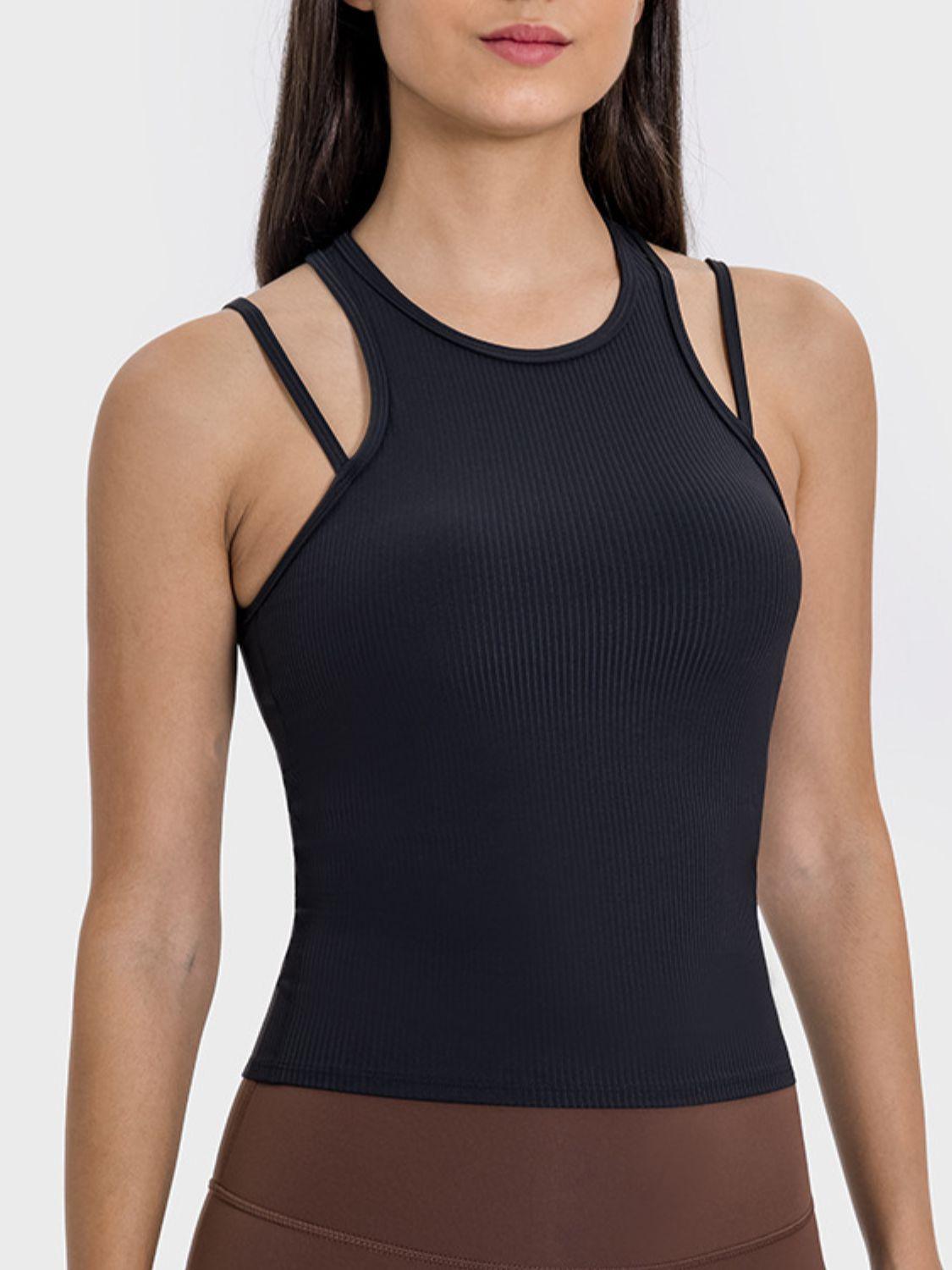 Millennia Cutout Round Neck Racerback Active Tank - Clothes For Her Online Store