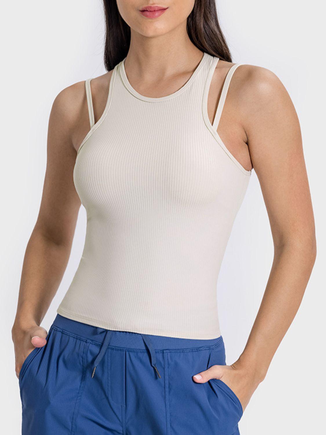 Millennia Cutout Round Neck Racerback Active Tank - Clothes For Her Online Store