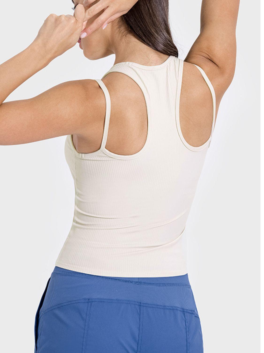 Millennia Cutout Round Neck Racerback Active Tank - Clothes For Her Online Store