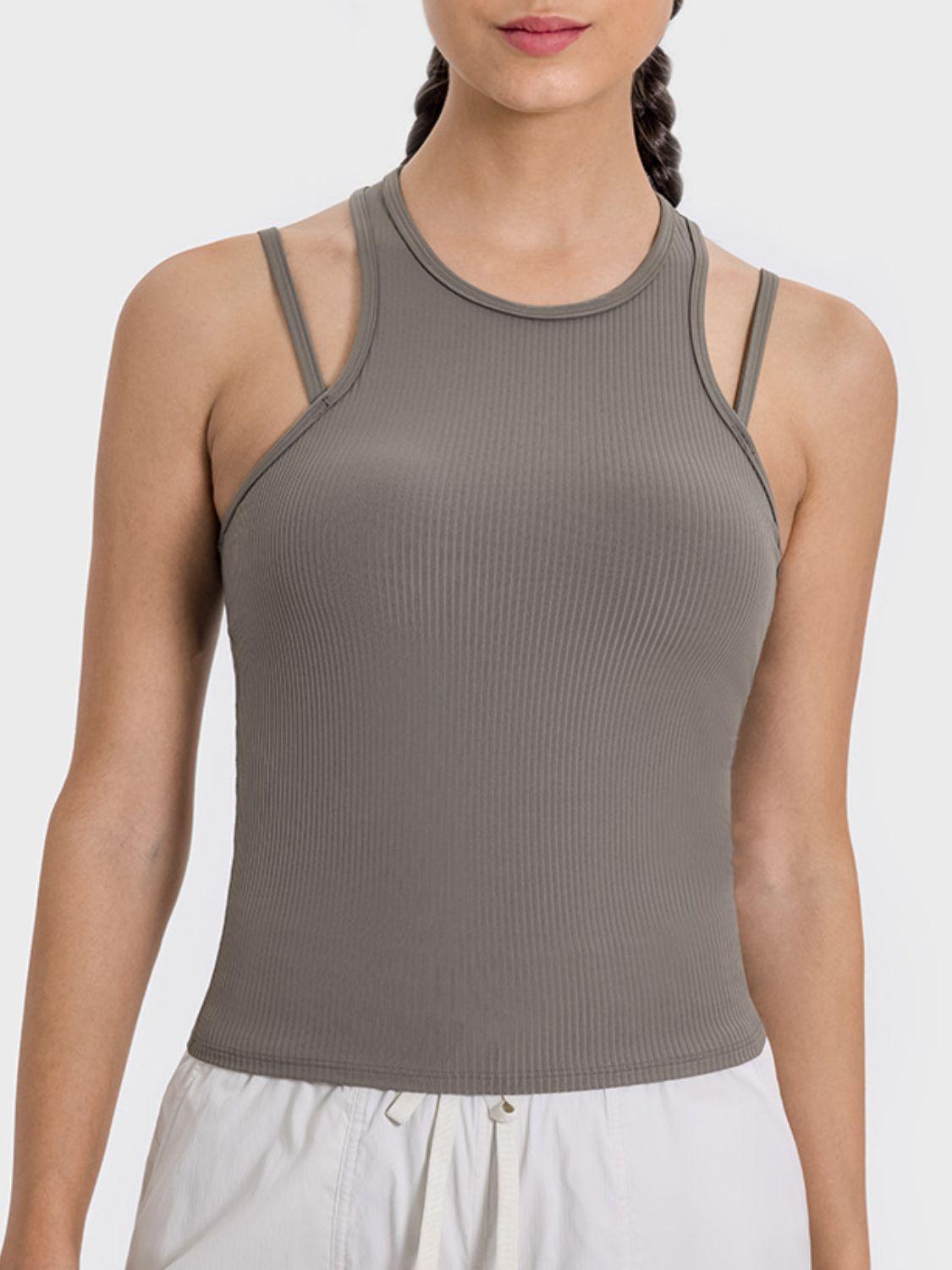 Millennia Cutout Round Neck Racerback Active Tank - Clothes For Her Online Store
