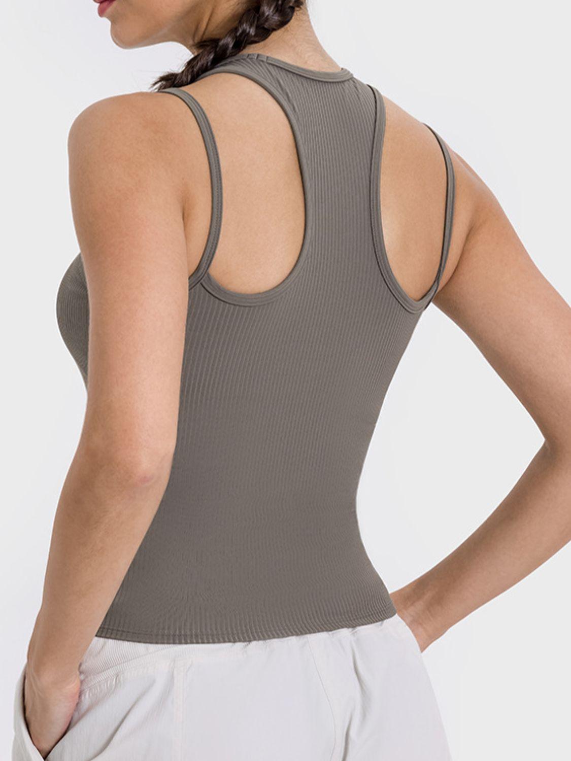 Millennia Cutout Round Neck Racerback Active Tank - Clothes For Her Online Store