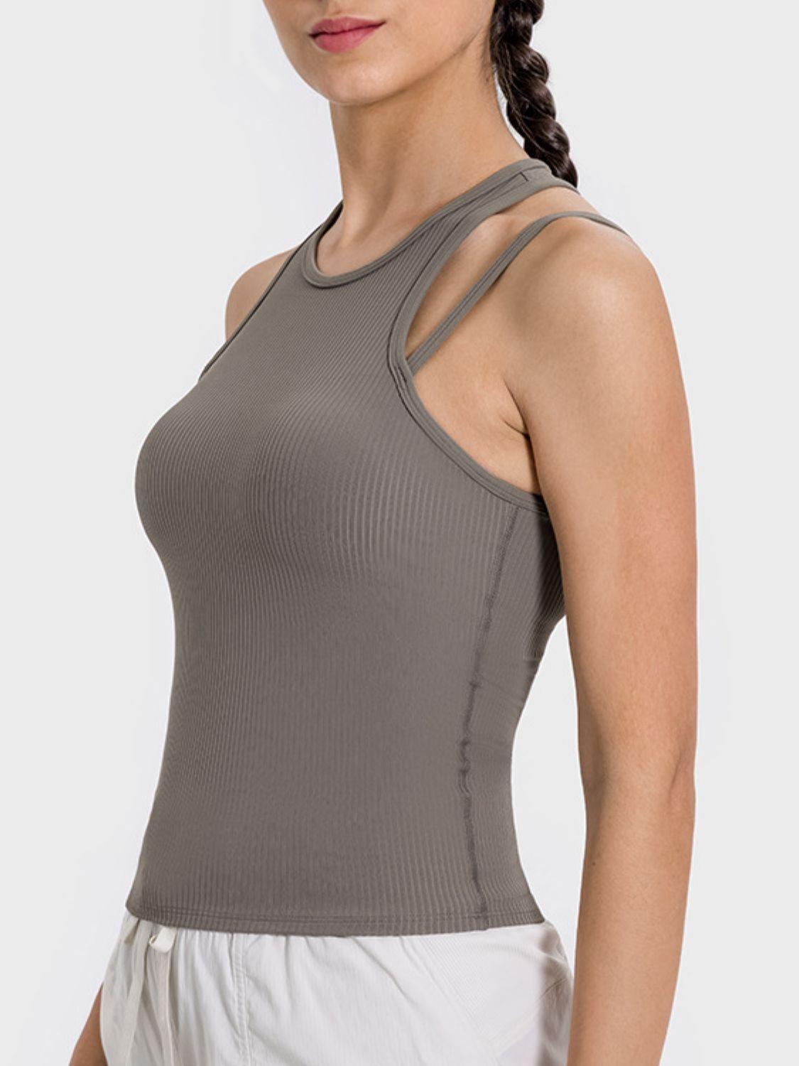Millennia Cutout Round Neck Racerback Active Tank - Clothes For Her Online Store