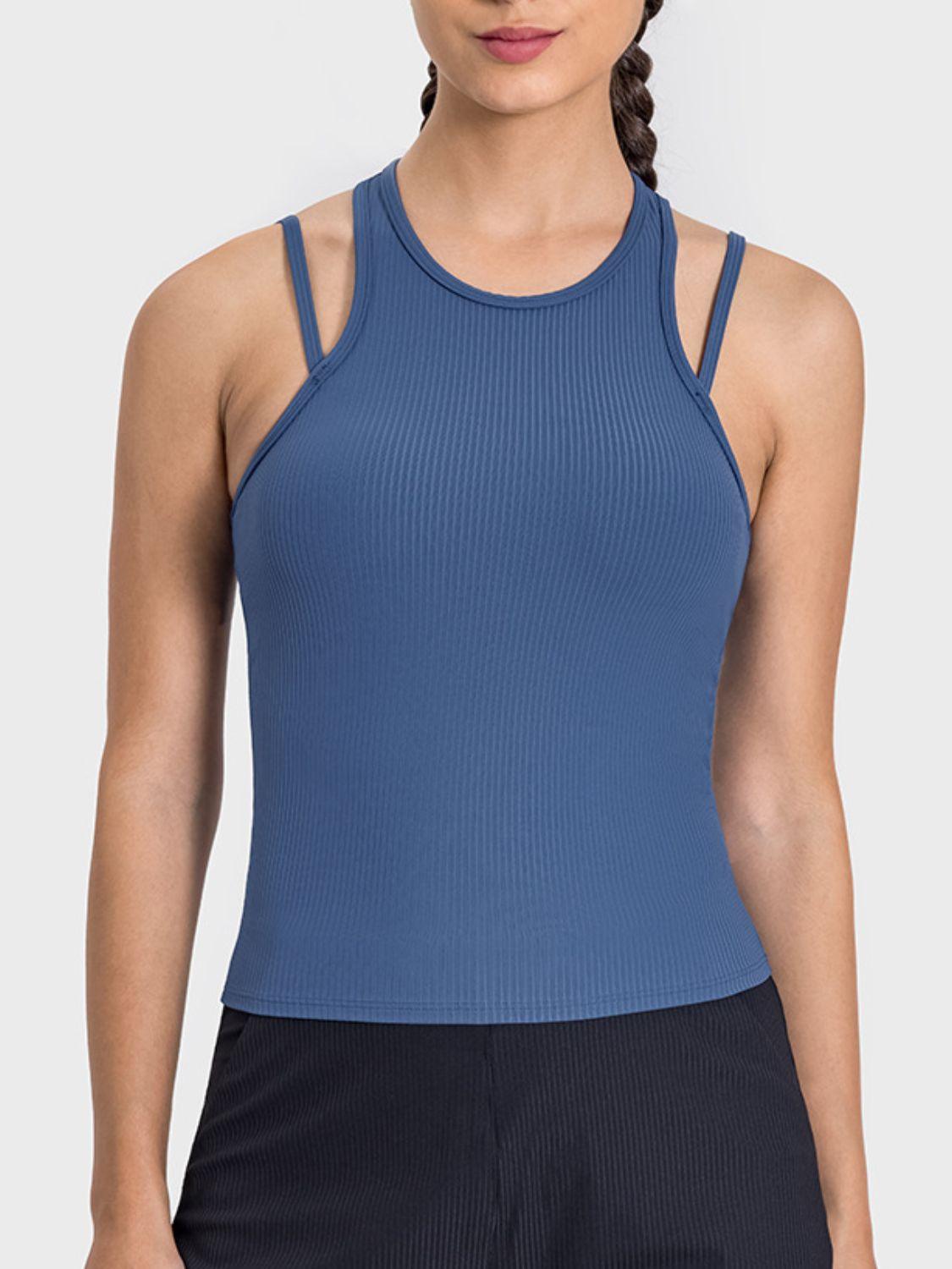 Millennia Cutout Round Neck Racerback Active Tank - Clothes For Her Online Store