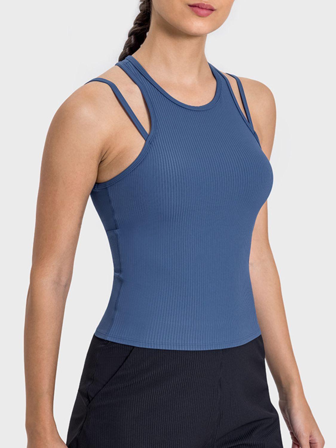 Millennia Cutout Round Neck Racerback Active Tank - Clothes For Her Online Store