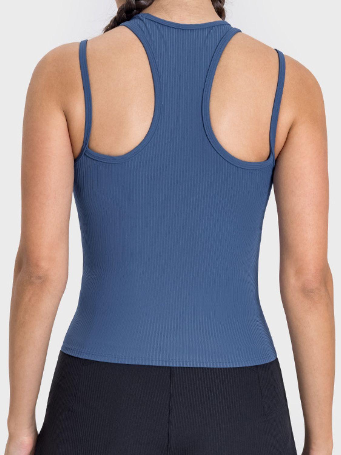 Millennia Cutout Round Neck Racerback Active Tank - Clothes For Her Online Store
