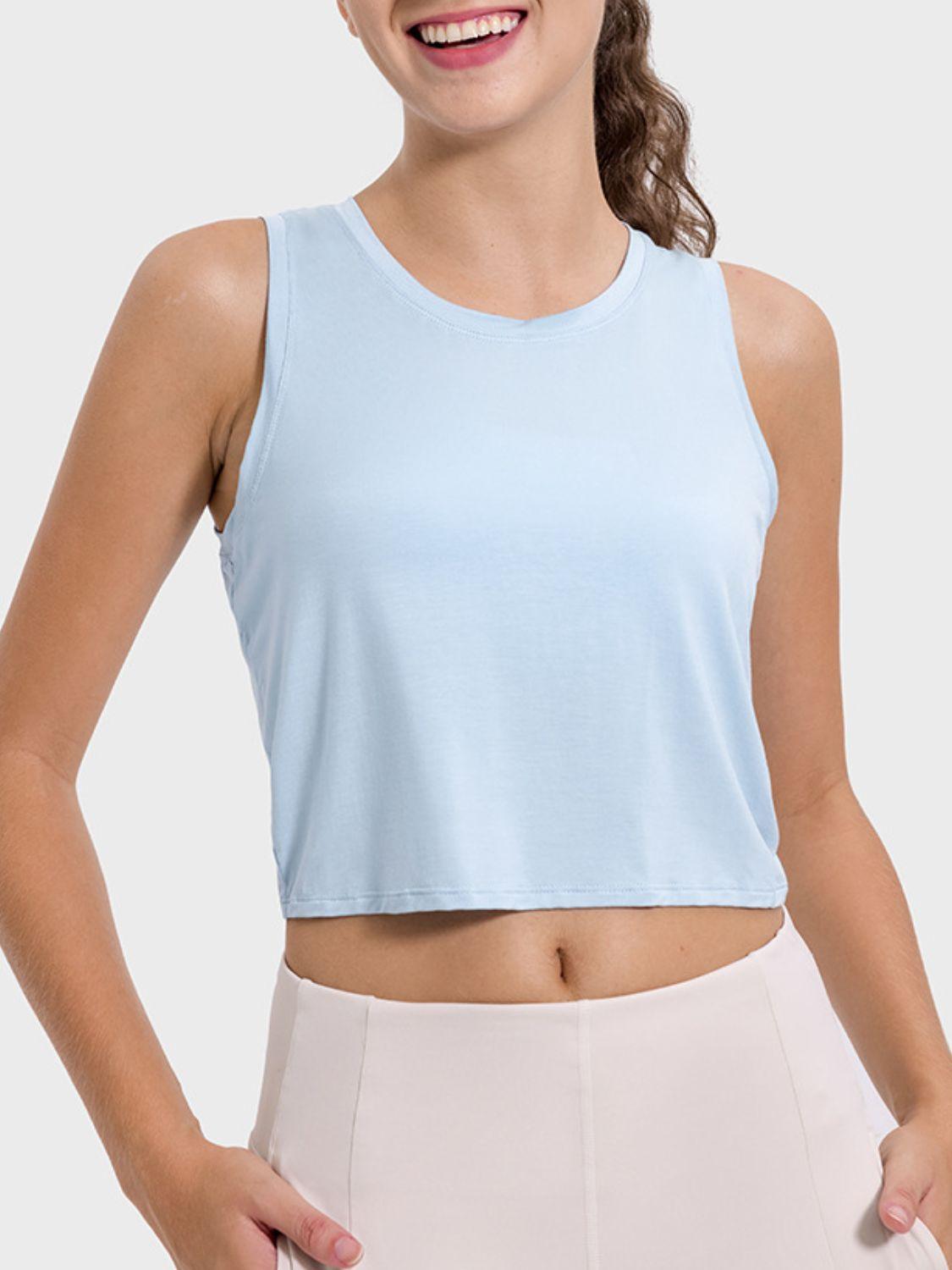 Millennia Drawstring Cutout Round Neck Active Tank - Clothes For Her Online Store