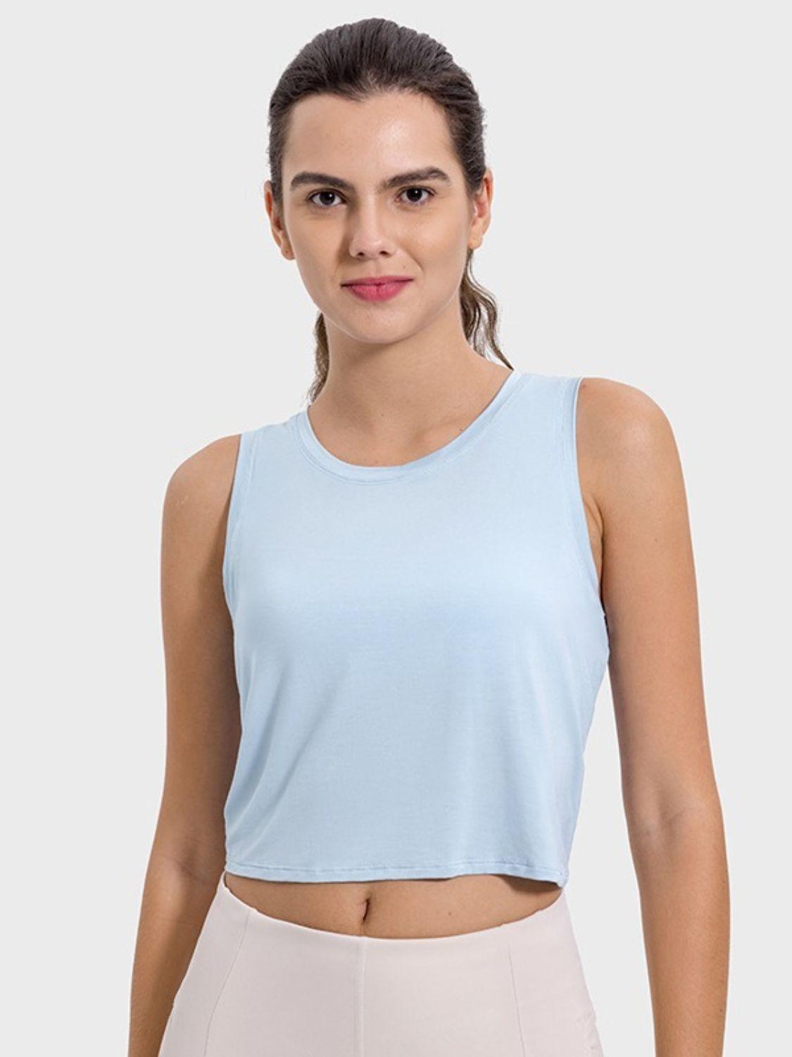 Millennia Drawstring Cutout Round Neck Active Tank - Clothes For Her Online Store