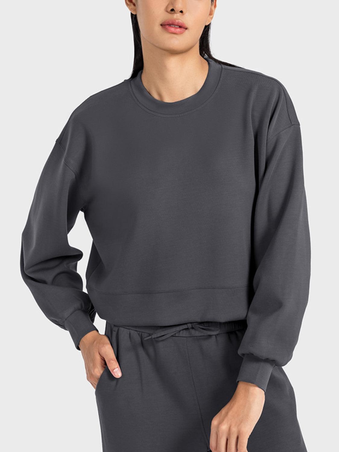 Millennia Round Neck Drop Shoulder Sports Top - Clothes For Her Online Store
