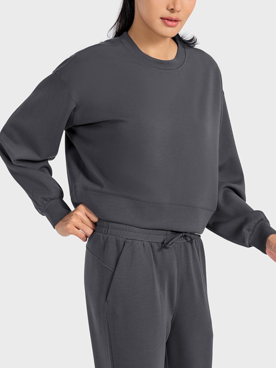 Millennia Round Neck Drop Shoulder Sports Top - Clothes For Her Online Store
