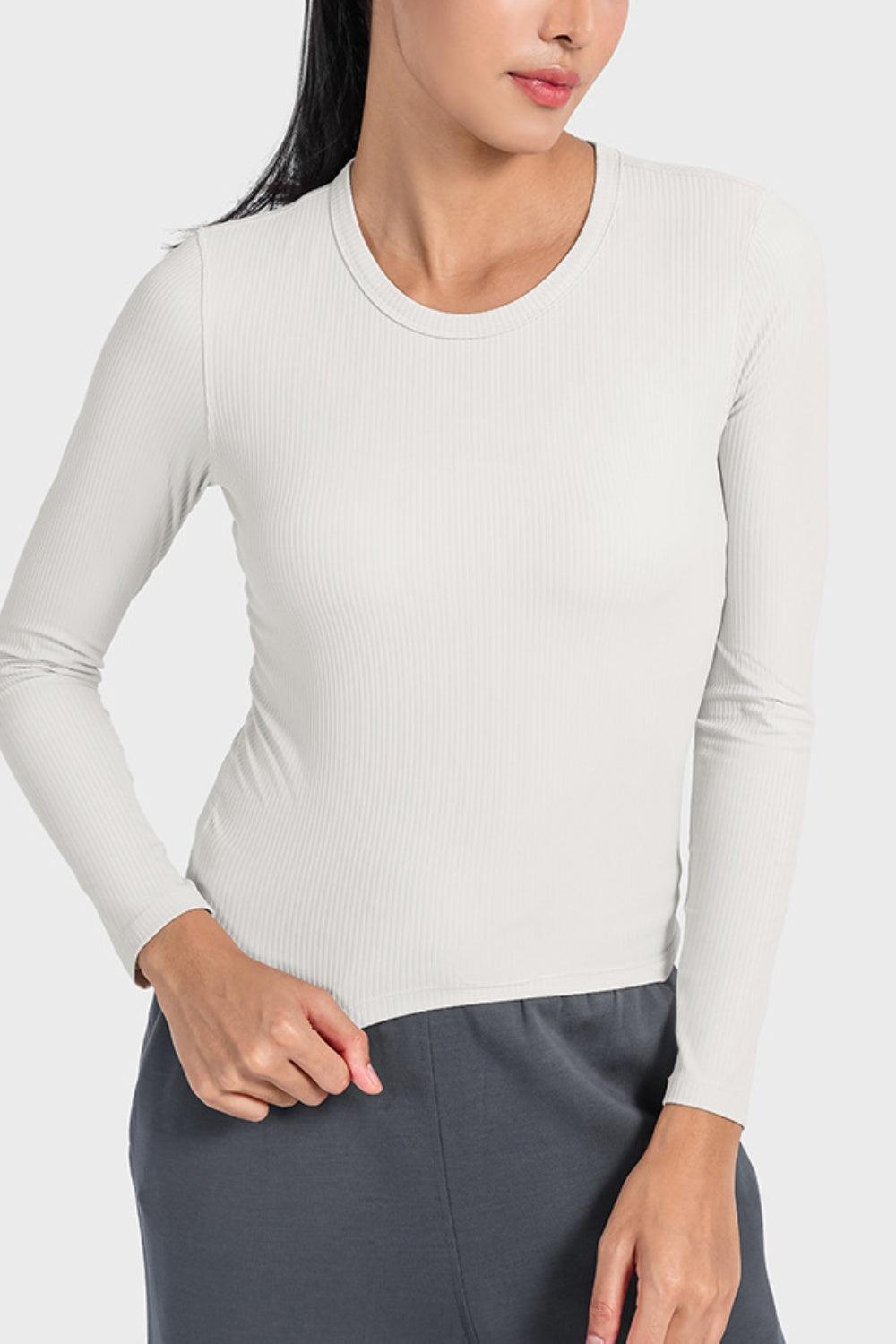 Millennia Round Neck Long Sleeve Sports Top - Clothes For Her Online Store