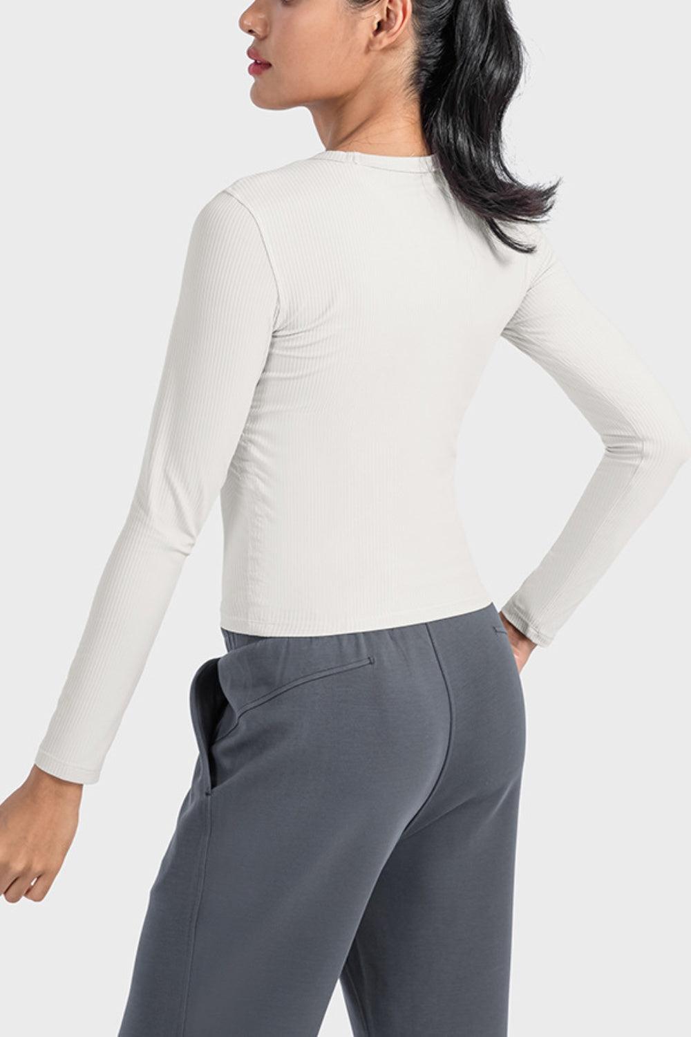 Millennia Round Neck Long Sleeve Sports Top - Clothes For Her Online Store