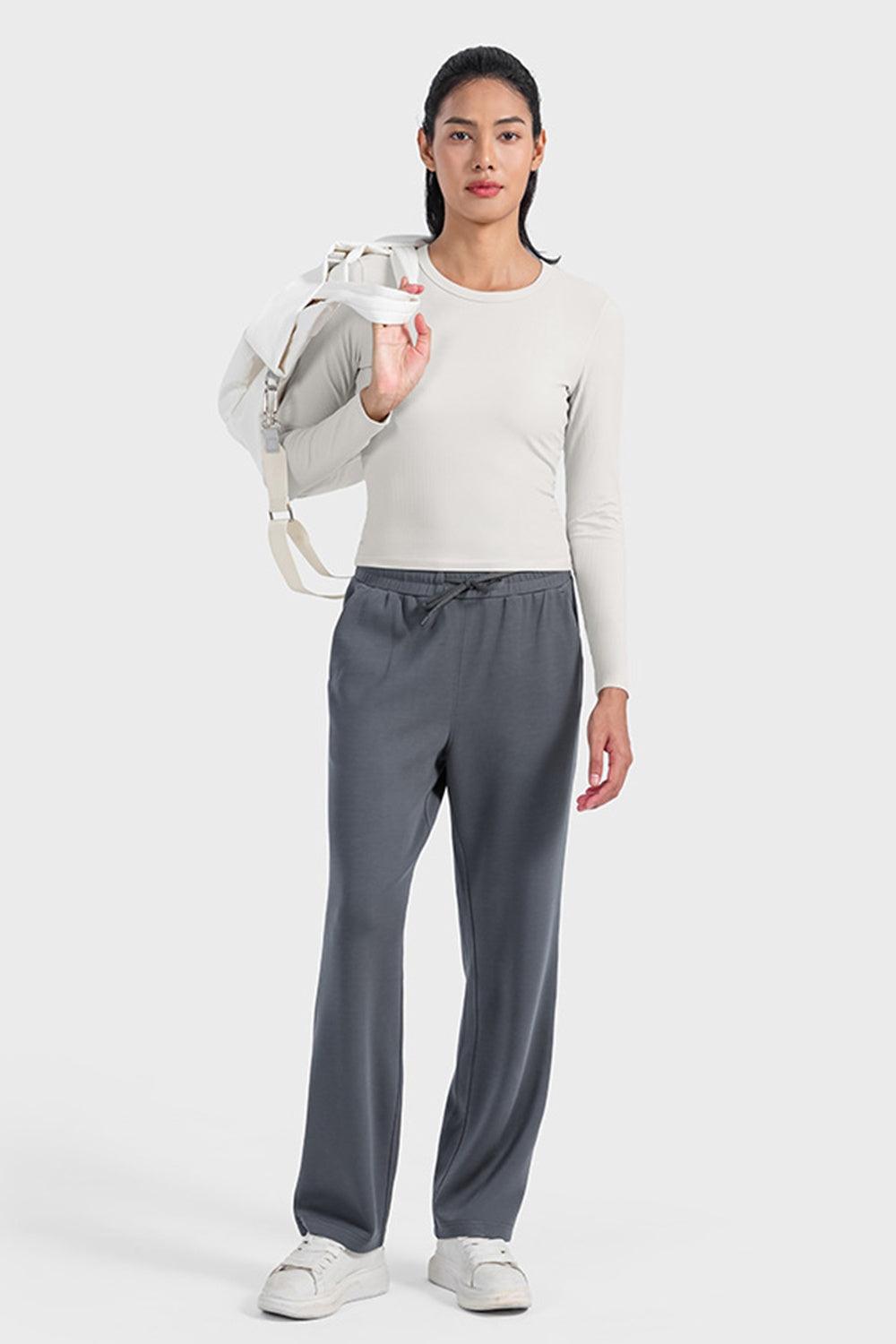 Millennia Round Neck Long Sleeve Sports Top - Clothes For Her Online Store