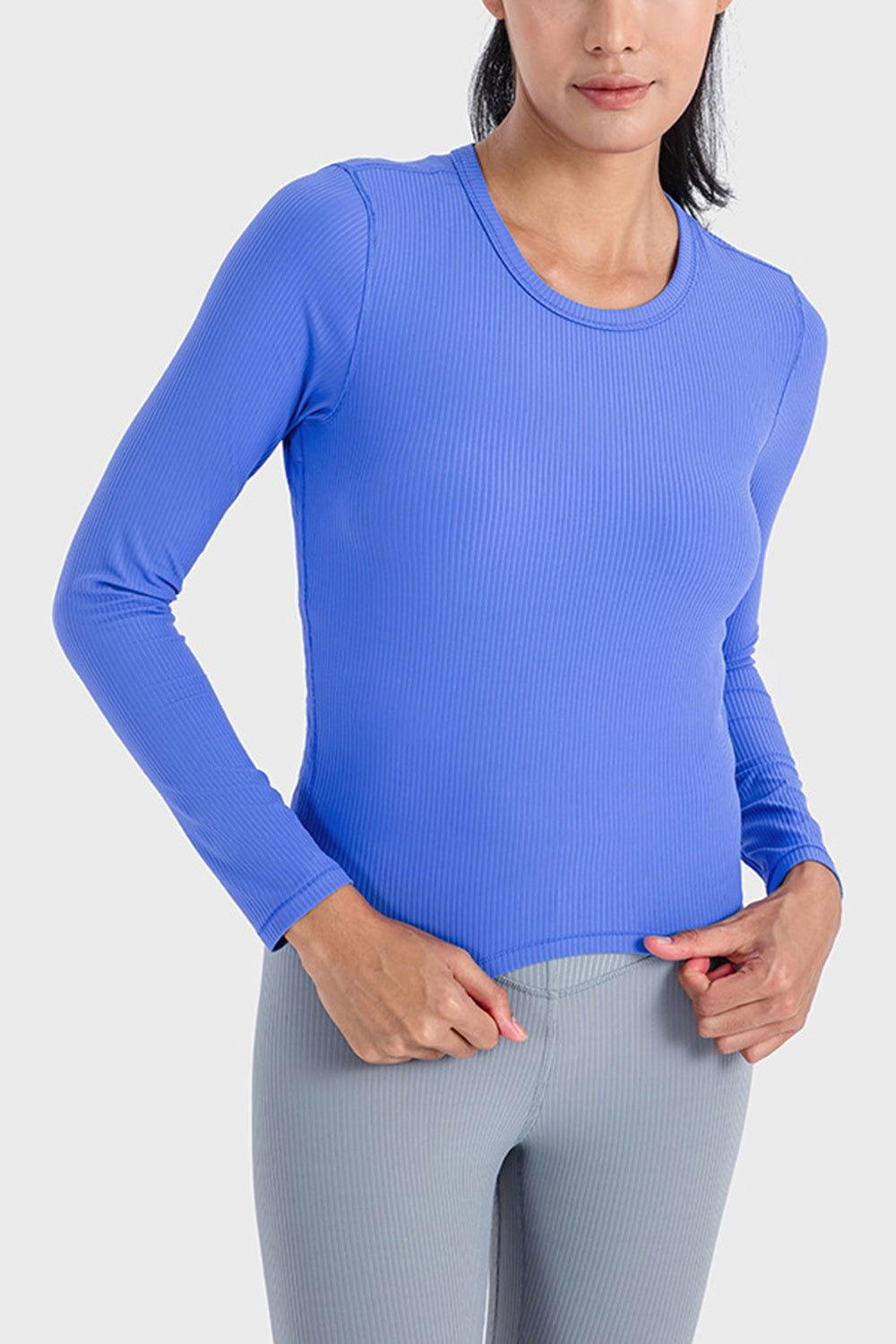 Millennia Round Neck Long Sleeve Sports Top - Clothes For Her Online Store