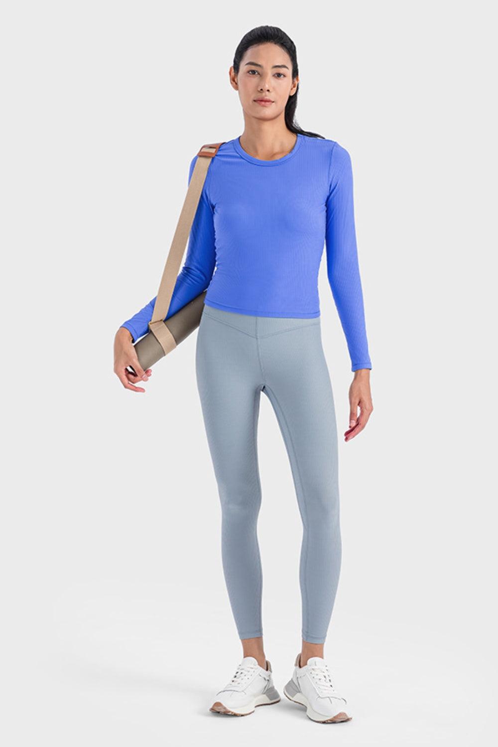 Millennia Round Neck Long Sleeve Sports Top - Clothes For Her Online Store
