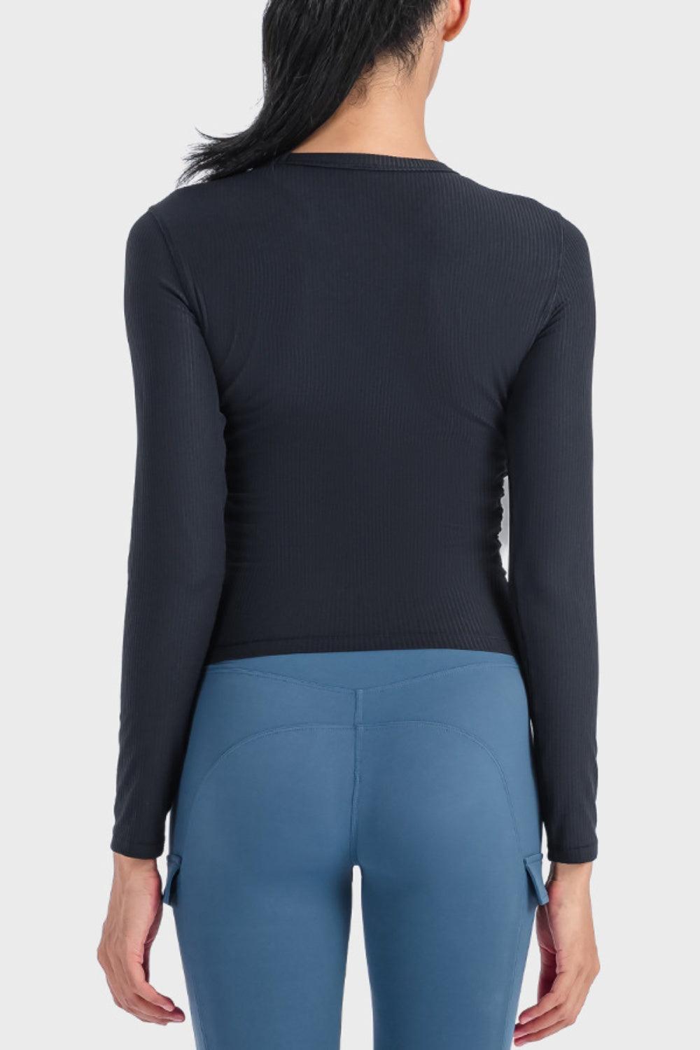 Millennia Round Neck Long Sleeve Sports Top - Clothes For Her Online Store