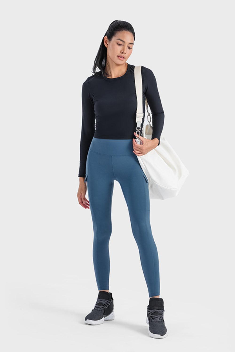 Millennia Round Neck Long Sleeve Sports Top - Clothes For Her Online Store