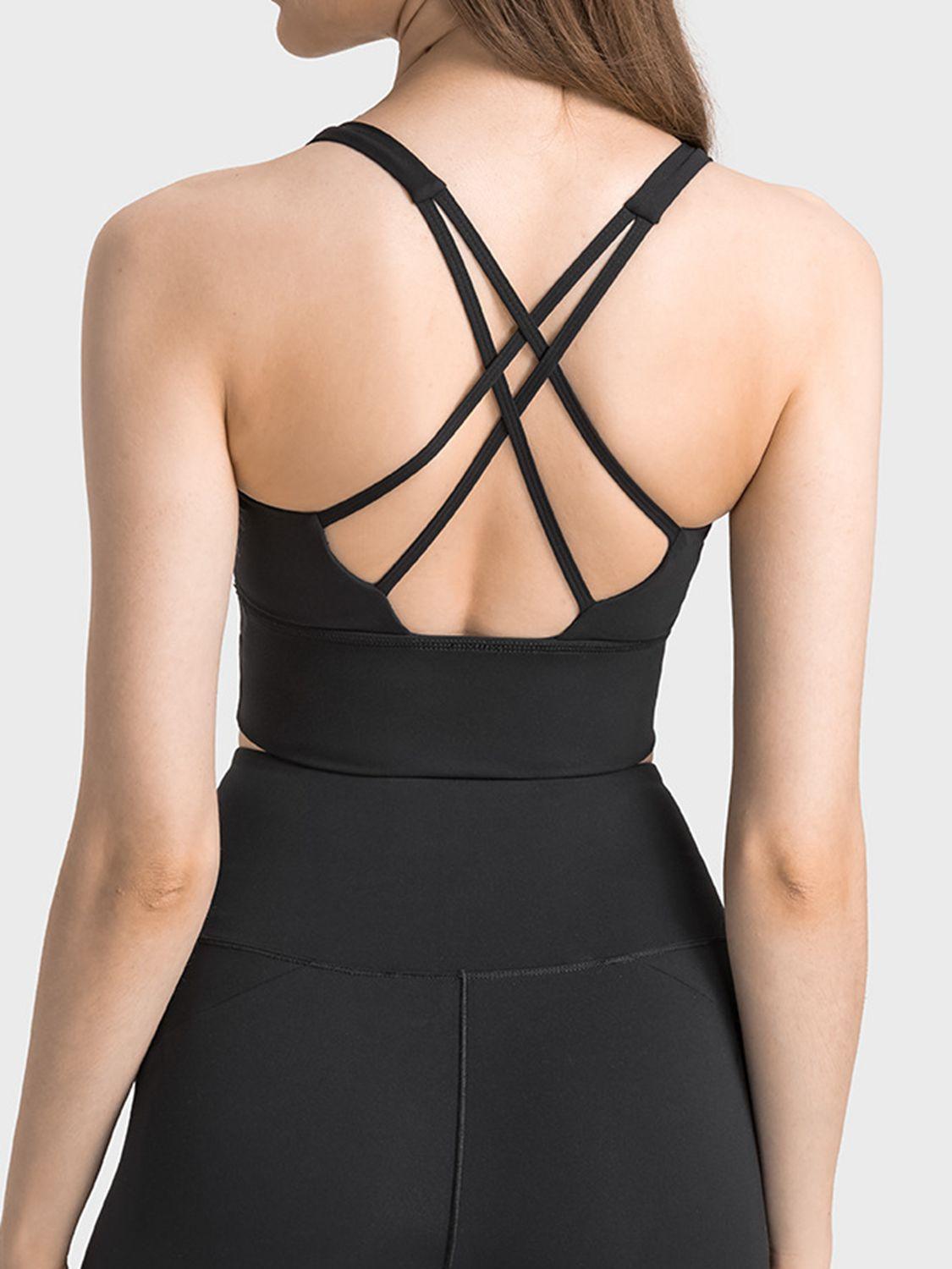 Millennia Scoop Neck Crisscross Straps Sports Bra - Clothes For Her Online Store