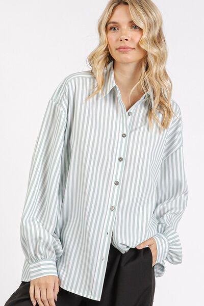 Mittoshop Button Down Striped Long Sleeve Shirt - Clothes For Her Online Store